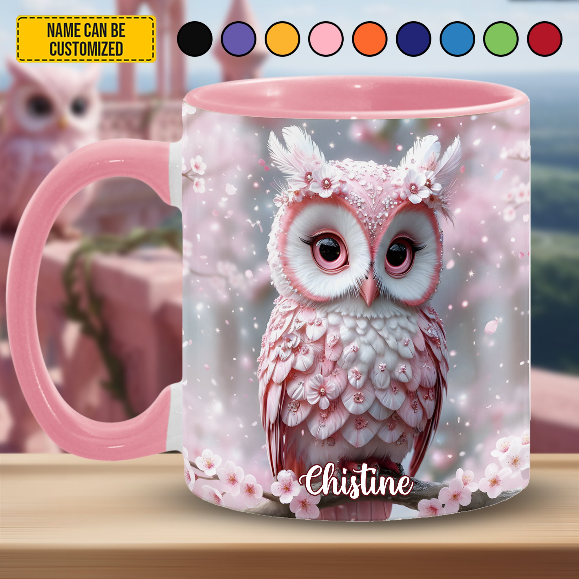 Personalized Owl Accent Mug Pink Owl Owl Gifts For Him Her - Image 6