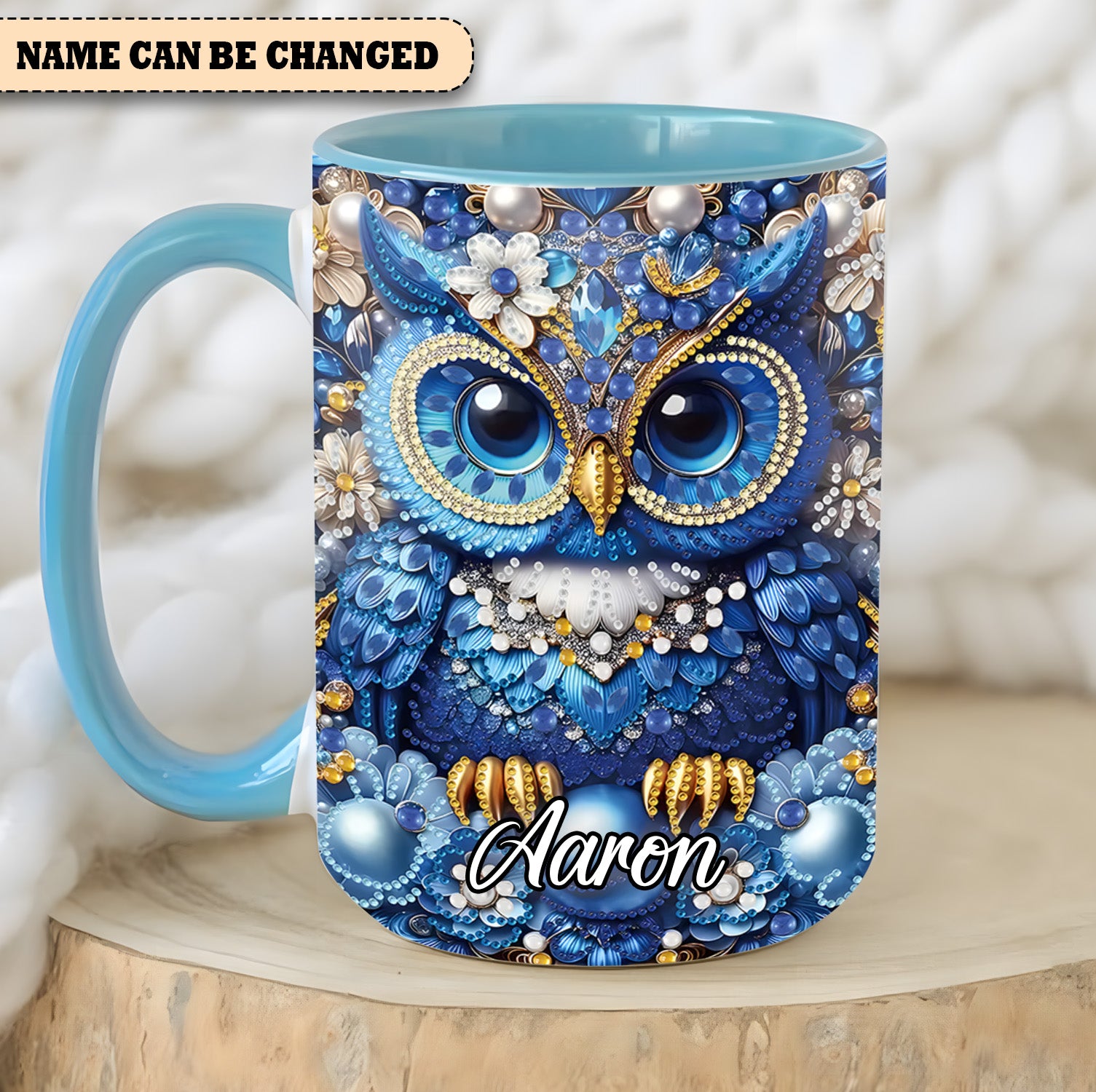 Personalized Owl Accent Mug Sparkle Owl Owl Mother's Day Gifts - Image 2