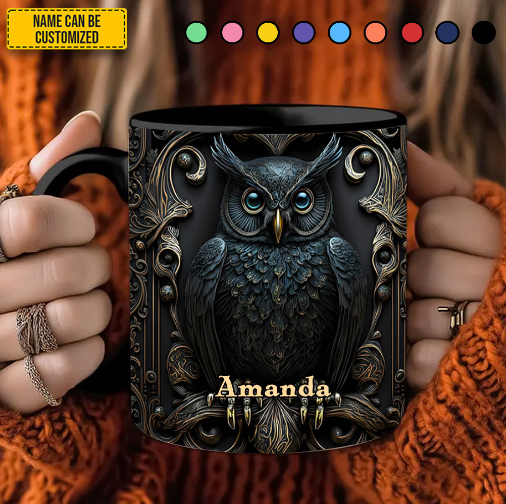 Personalized Owl Accent Mug Vintage Owl Unique Owl Gift Items - Image 3