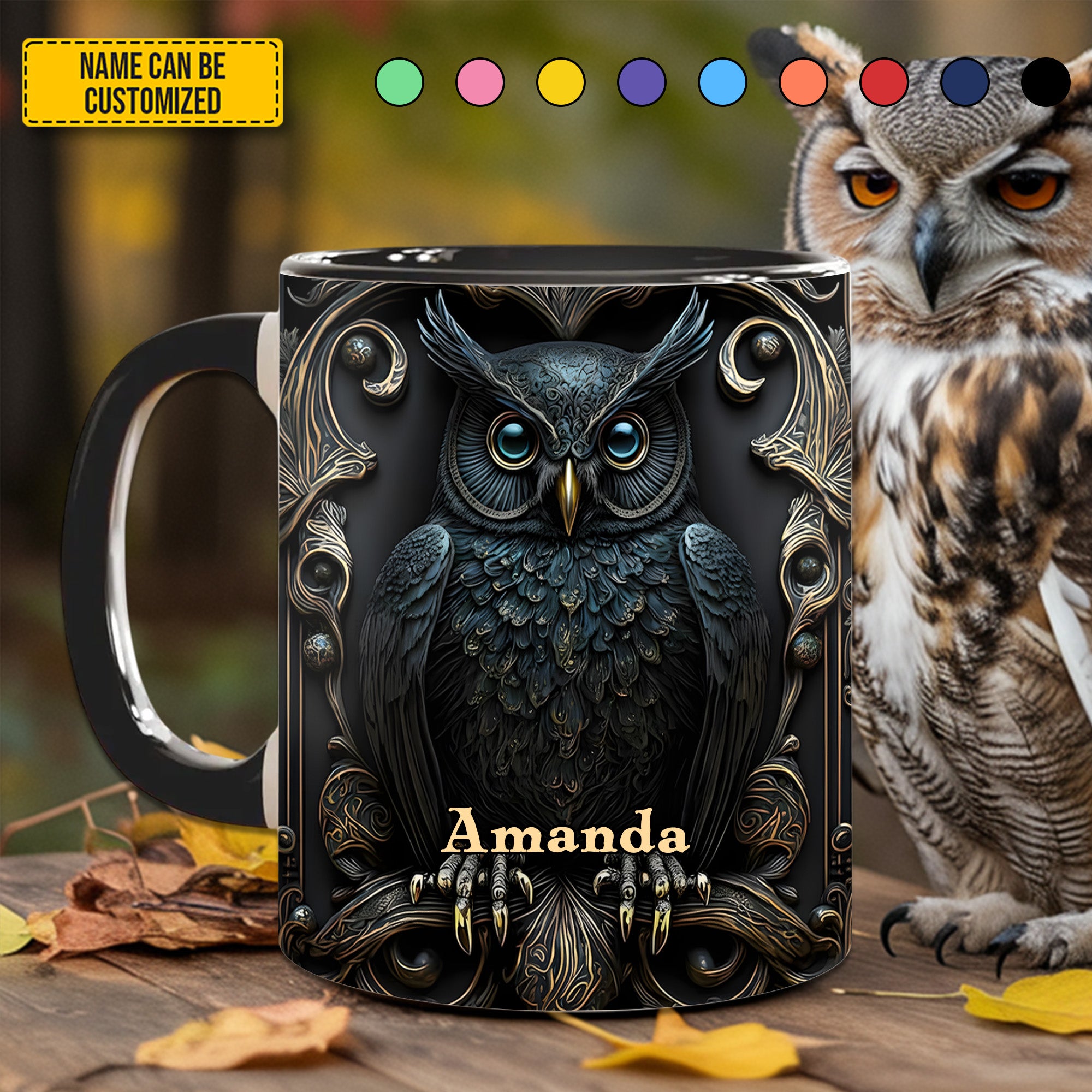 Personalized Owl Accent Mug Vintage Owl Unique Owl Gift Items