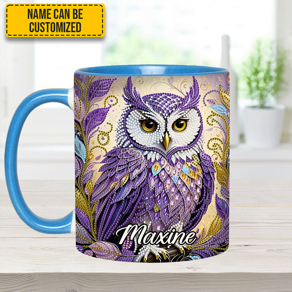 Personalized Owl Accent Mug Whimsical Owl Diamond Owl Gifts For Him Her - Image 7