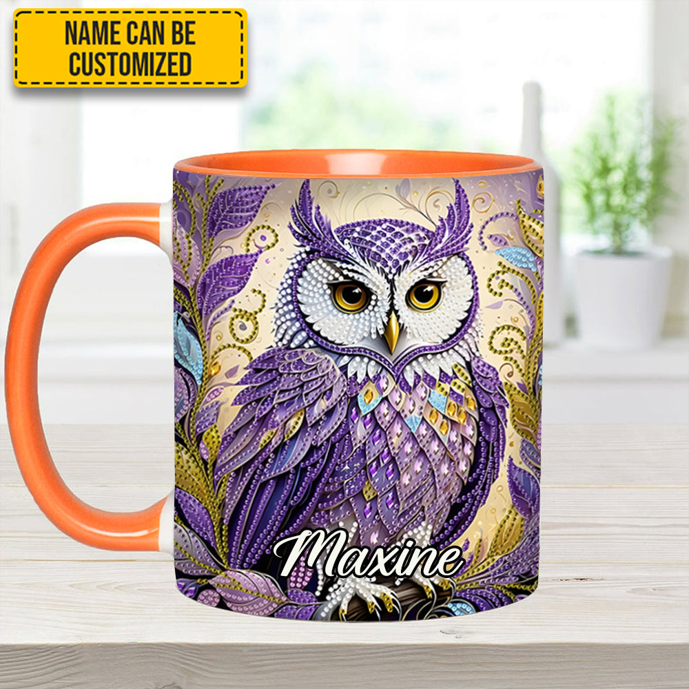 Personalized Owl Accent Mug Whimsical Owl Diamond Owl Gifts For Him Her - Image 9