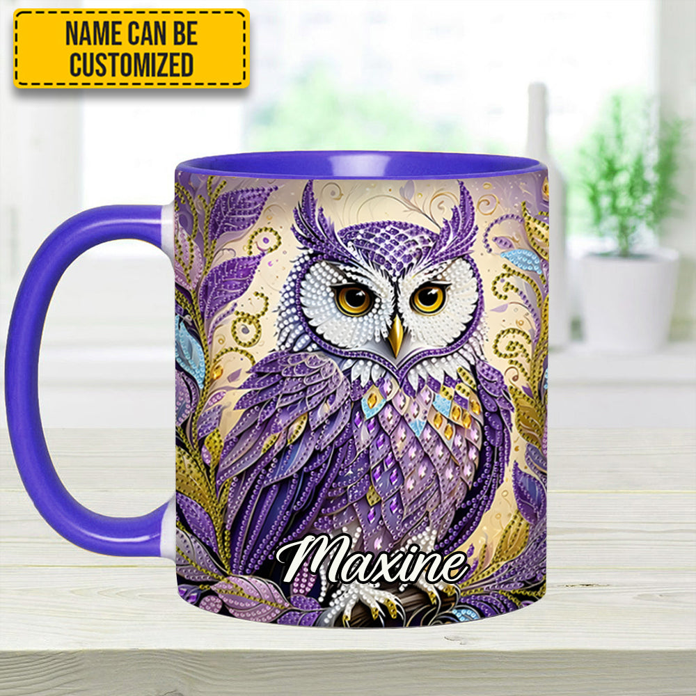 Personalized Owl Accent Mug Whimsical Owl Diamond Owl Gifts For Him Her - Image 12