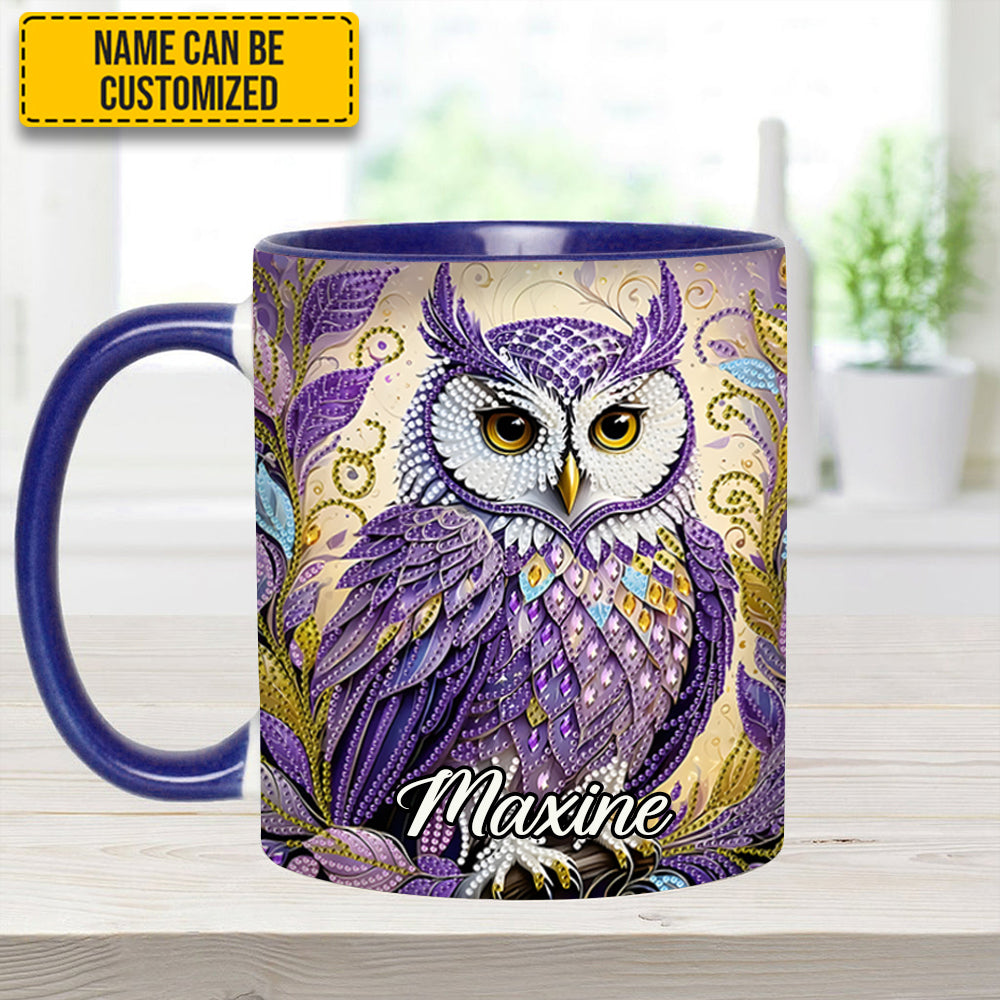 Personalized Owl Accent Mug Whimsical Owl Diamond Owl Gifts For Him Her - Image 8