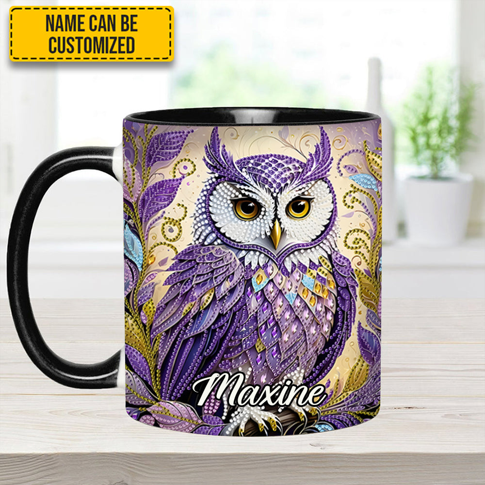 Personalized Owl Accent Mug Whimsical Owl Diamond Owl Gifts For Him Her - Image 4
