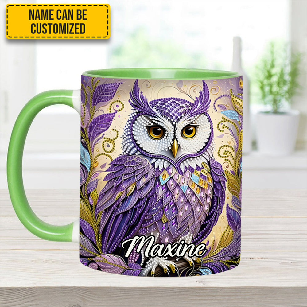 Personalized Owl Accent Mug Whimsical Owl Diamond Owl Gifts For Him Her - Image 6