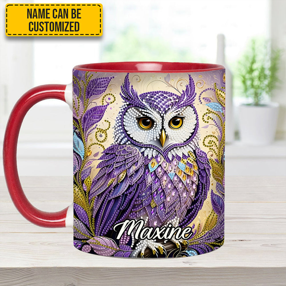 Personalized Owl Accent Mug Whimsical Owl Diamond Owl Gifts For Him Her - Image 5