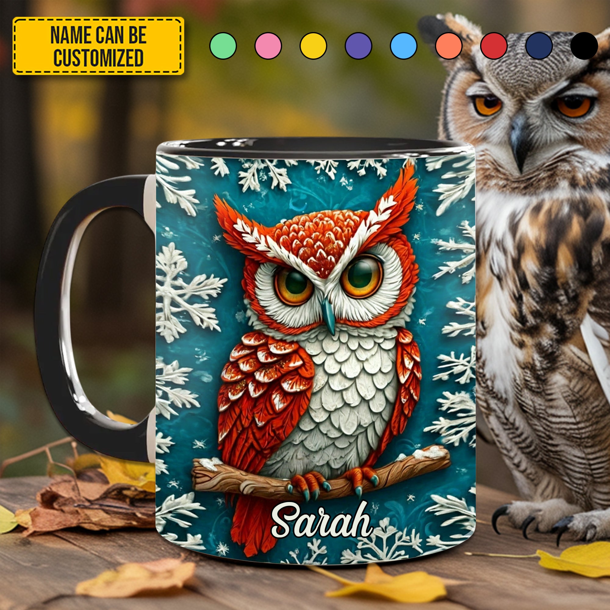 Personalized Owl Winter Accent Mug Best Unique Gifts For Owl Lovers