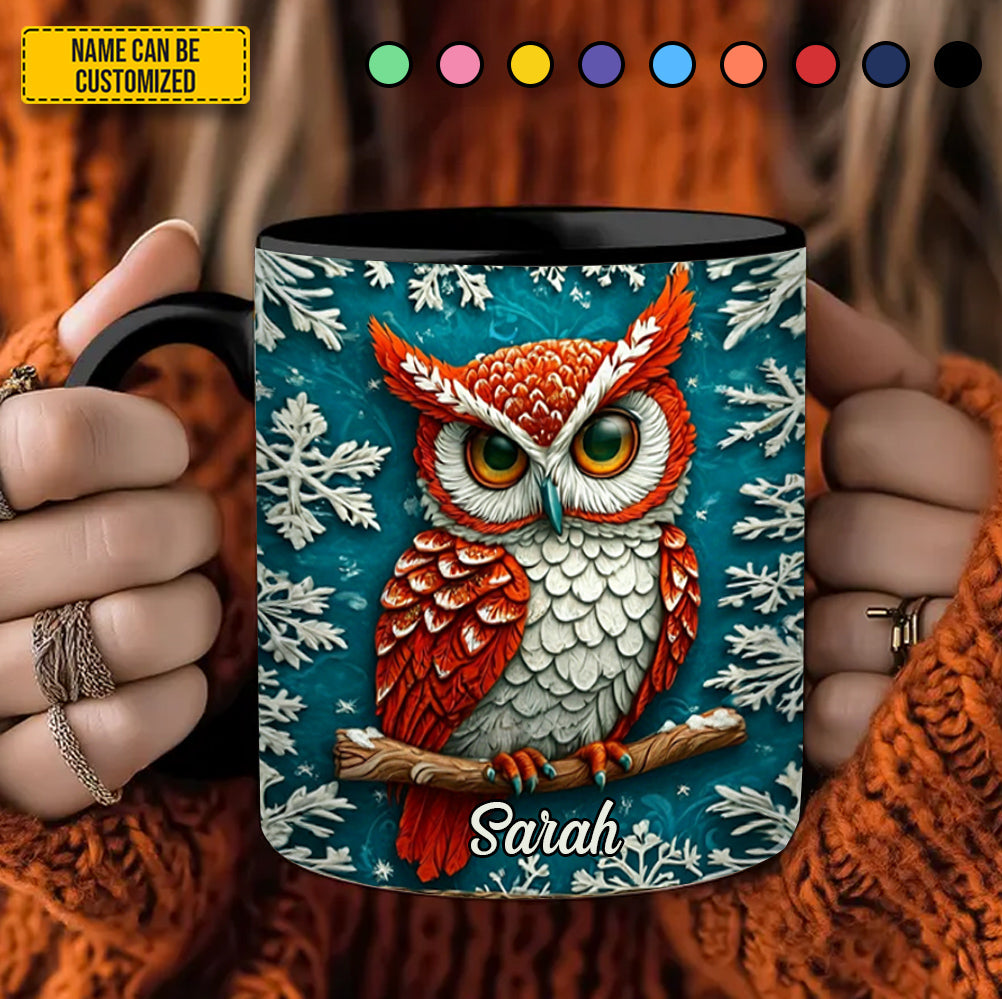 Personalized Owl Winter Accent Mug Best Unique Gifts For Owl Lovers - Image 3