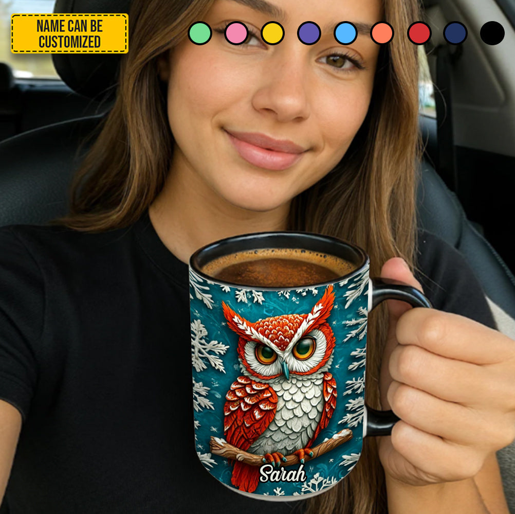 Personalized Owl Winter Accent Mug Best Unique Gifts For Owl Lovers - Image 4
