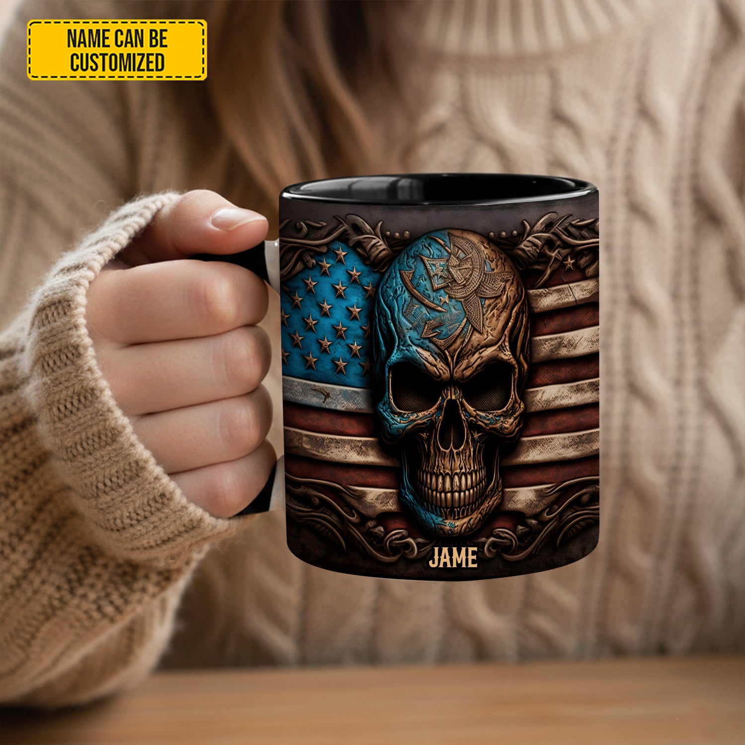 Personalized Patriotic Skull Accent Mug Gifts With Skulls On Them - Image 3