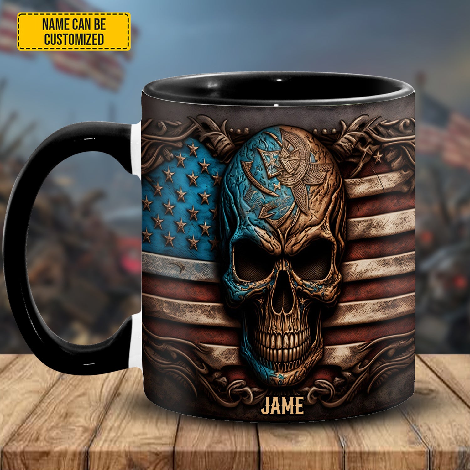 Personalized Patriotic Skull Accent Mug Gifts With Skulls On Them - Image 4