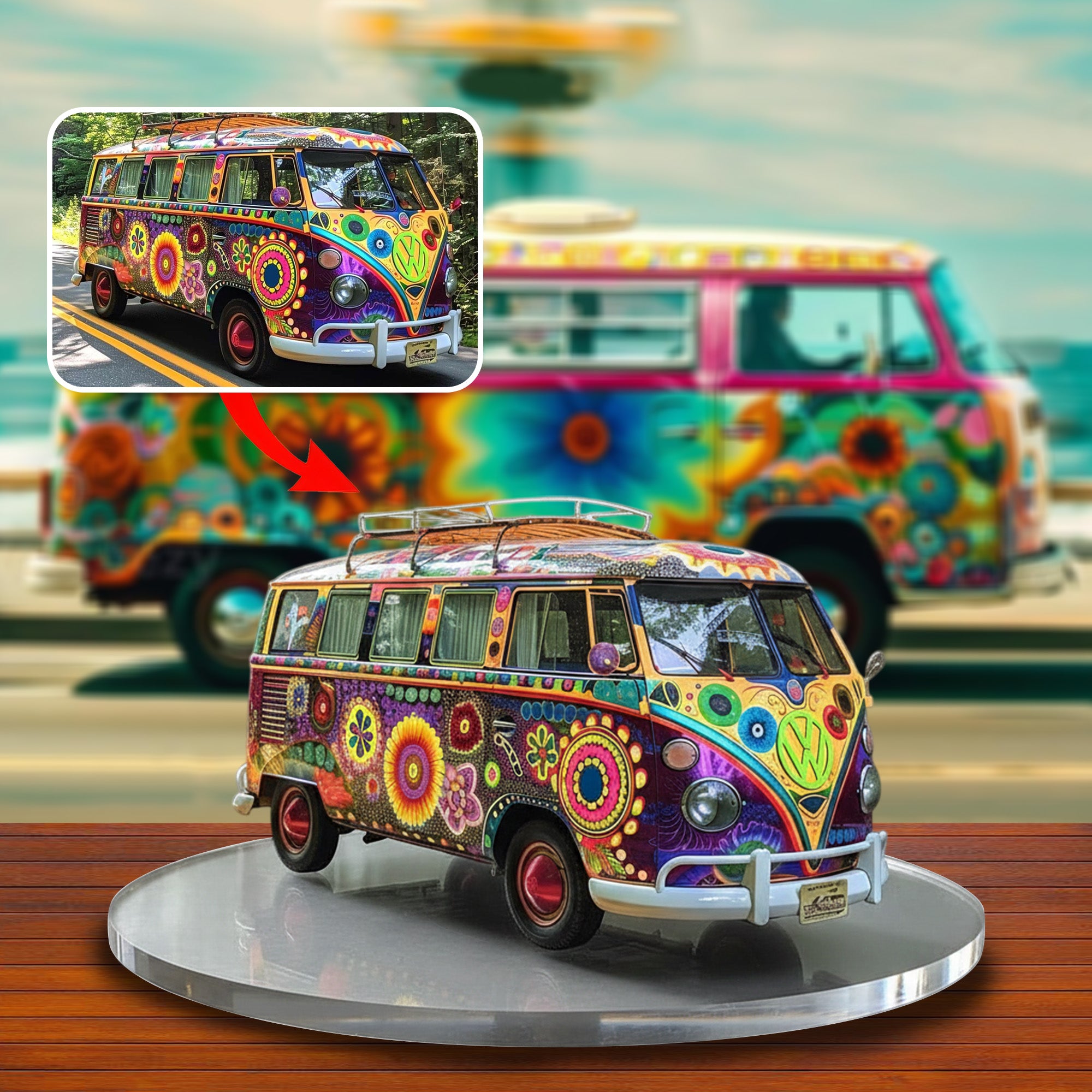 Personalized Peace & Love Vibes Acrylic Plaque Hippie Presents - Image 3