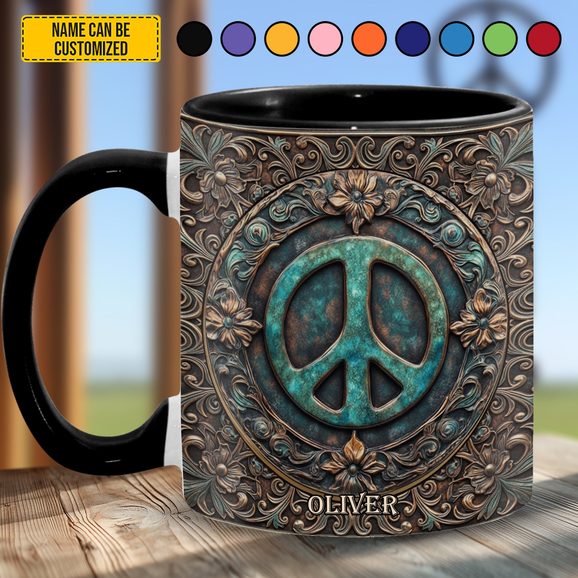 Personalized Peace Symbol Accent Mug Unique Gift Ideas For Grandma