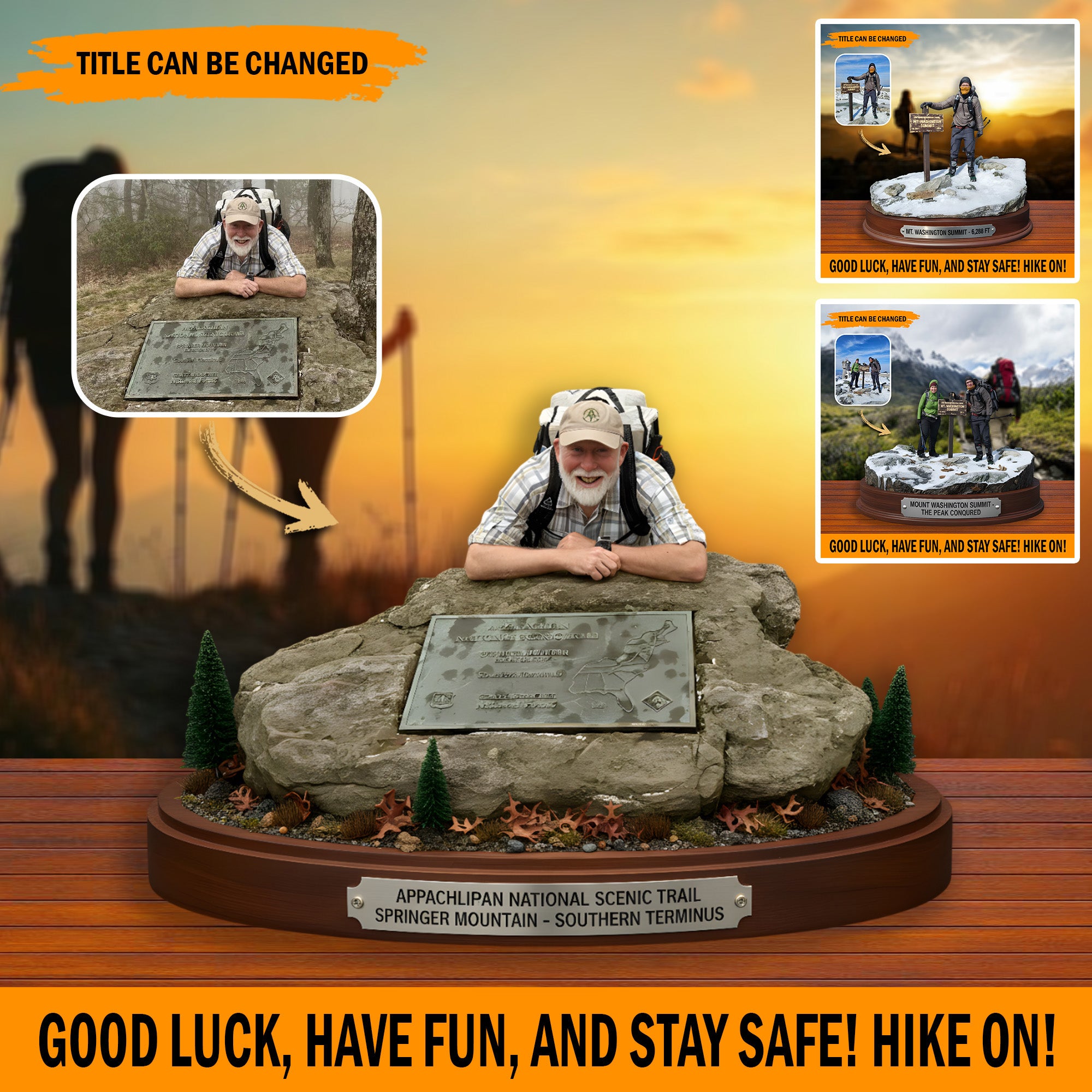 Personalized Photo Acrylic Plaque Hiking, Camping, Backpacking, Outdoor Best Bigfoot Gifts