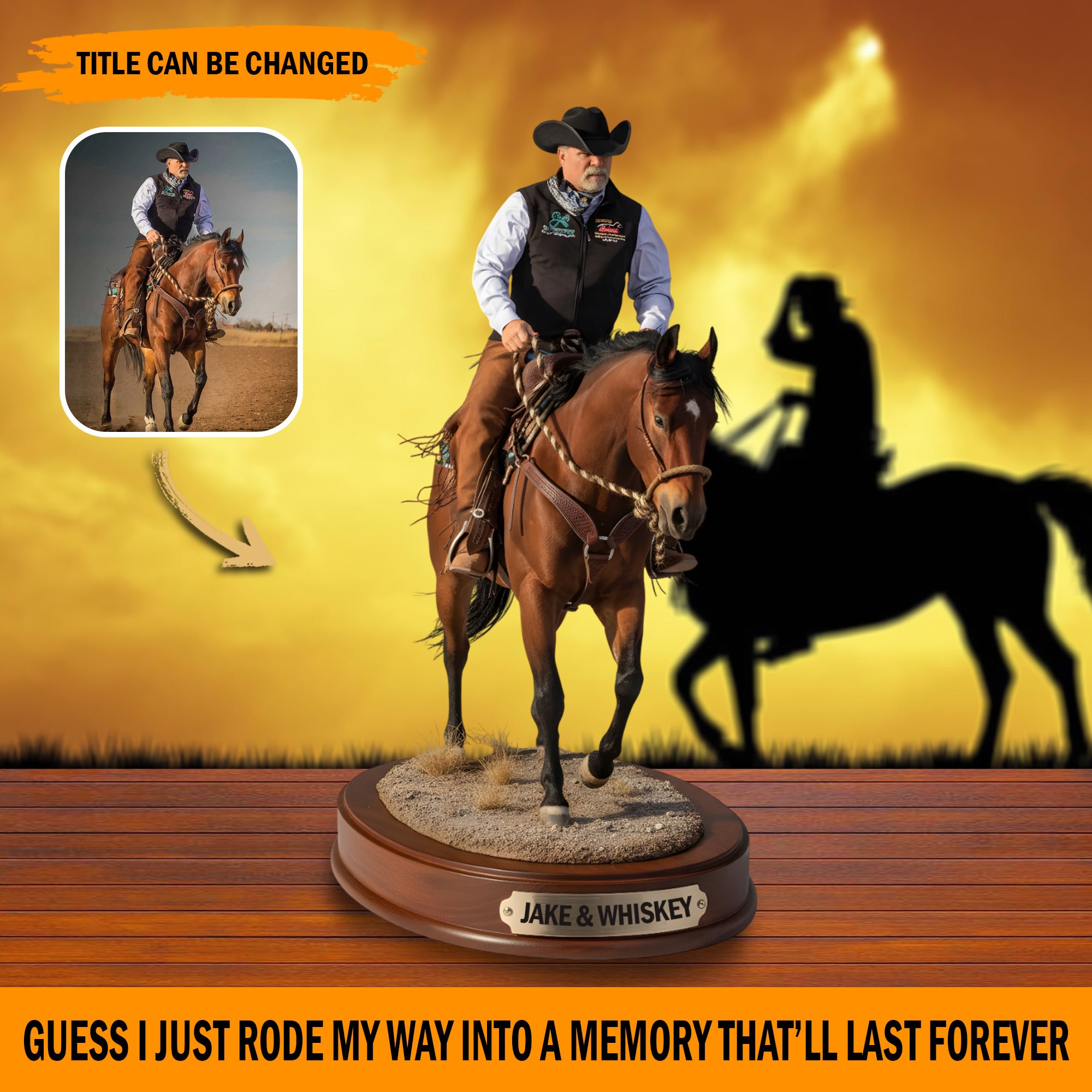 Personalized Photo Acrylic Plaque Trophy Ride Western Cowboy Gifts For Dad - Image 2