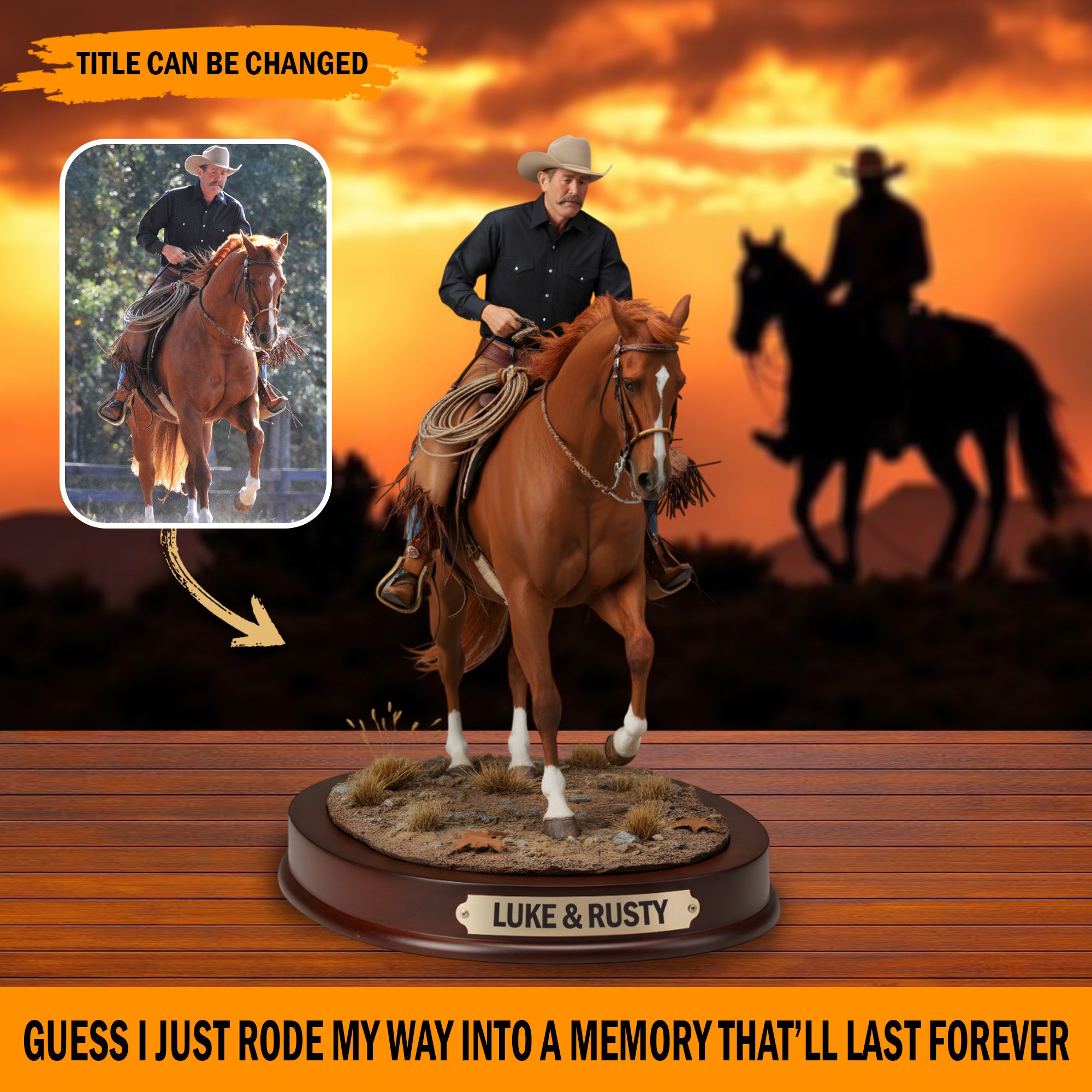 Personalized Photo Acrylic Plaque Trophy Ride Western Cowboy Gifts For Dad