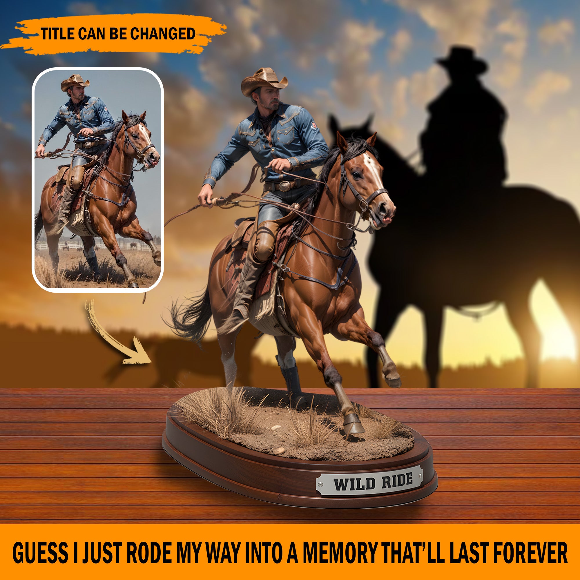 Personalized Photo Acrylic Plaque Trophy Ride Western Cowboy Gifts For Dad - Image 3