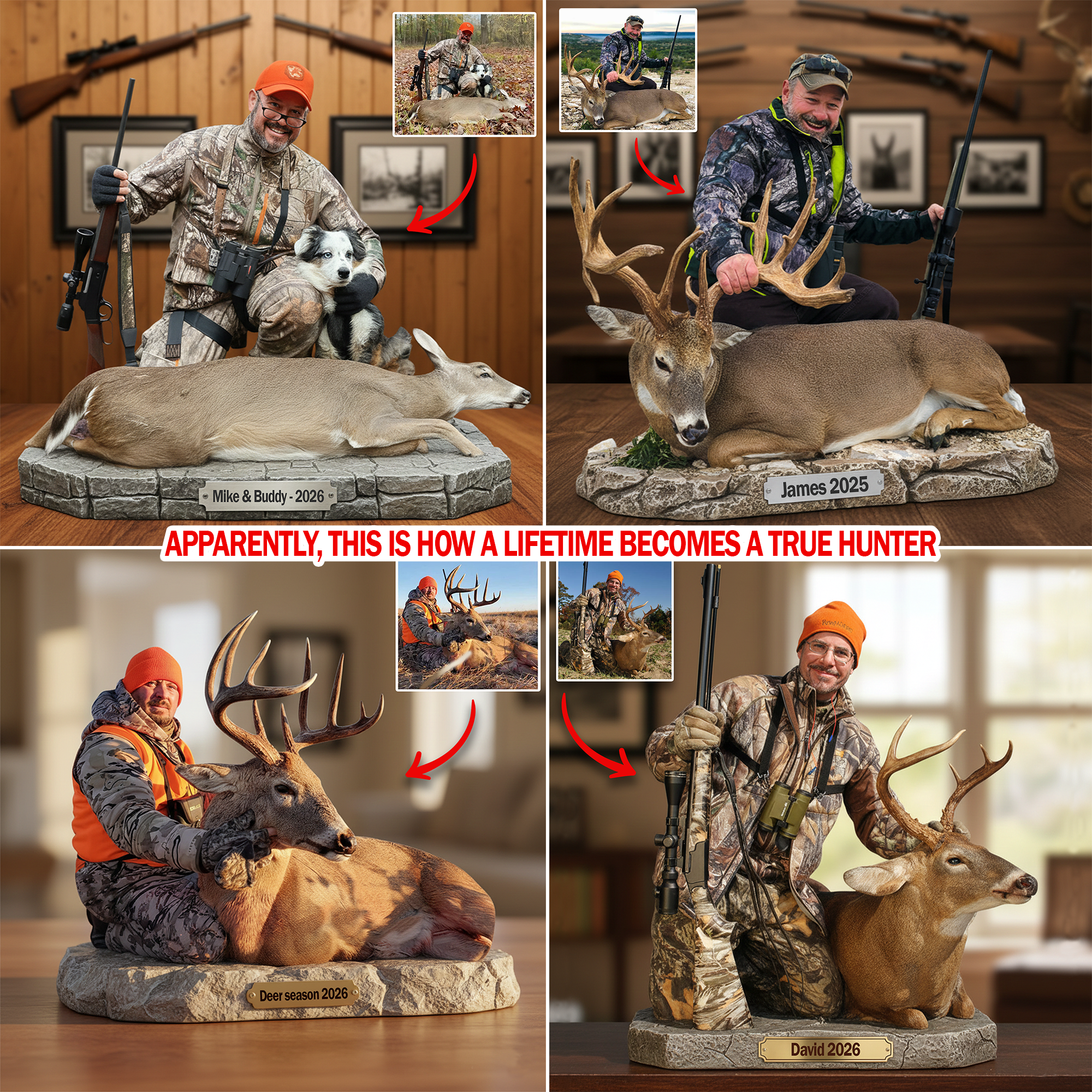 Personalized Photo Acrylic Plaque True Hunter Journey Hunting Gifts For Grandpa