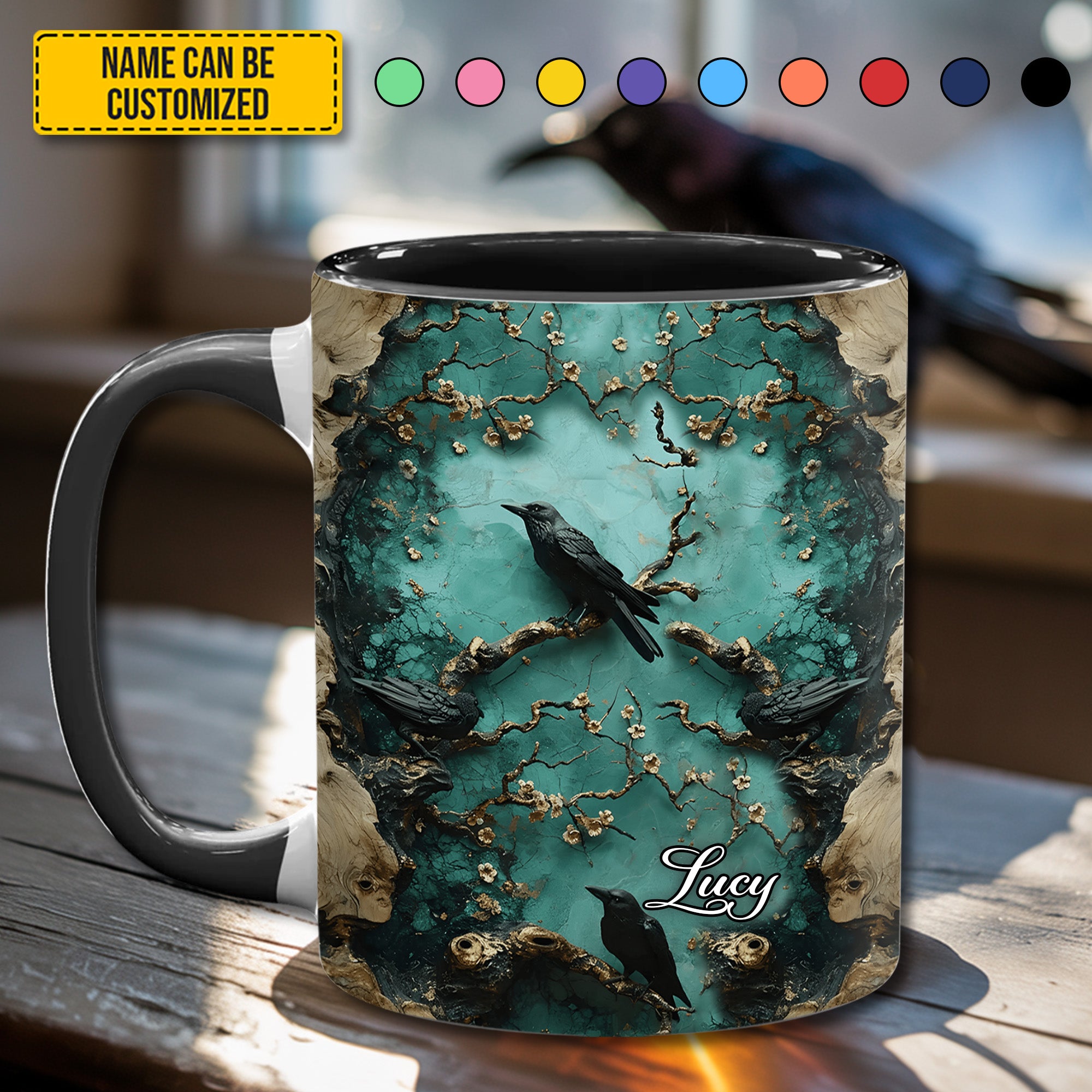 Personalized Raven Accent Mug Mystic Blossom Gift For Best Friends - Image 3