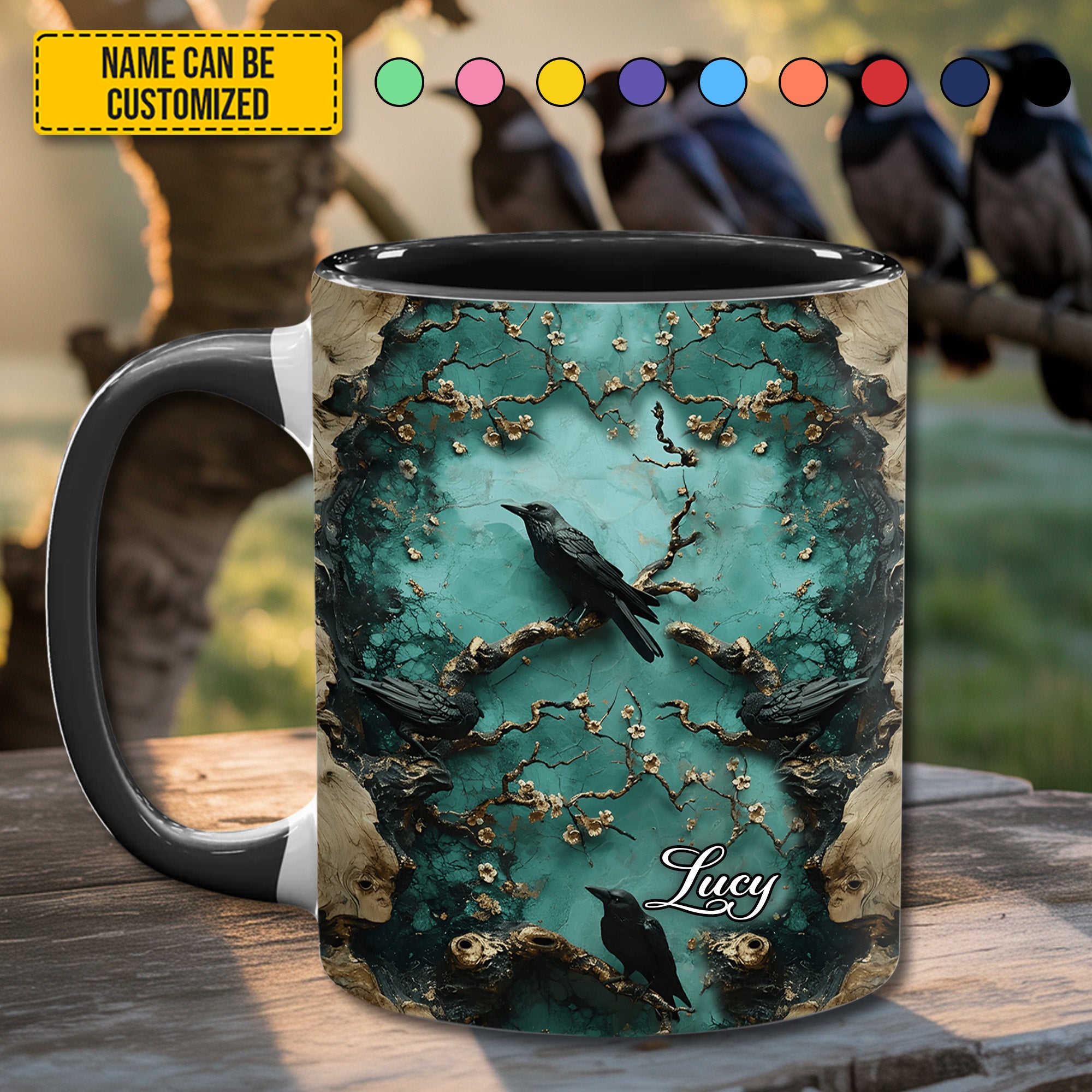 Personalized Raven Accent Mug Mystic Blossom Gift For Best Friends - Image 2