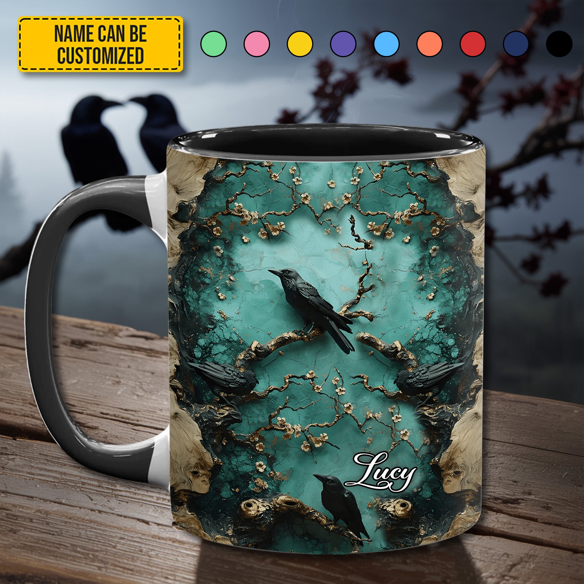 Personalized Raven Accent Mug Mystic Blossom Gift For Best Friends - Image 4