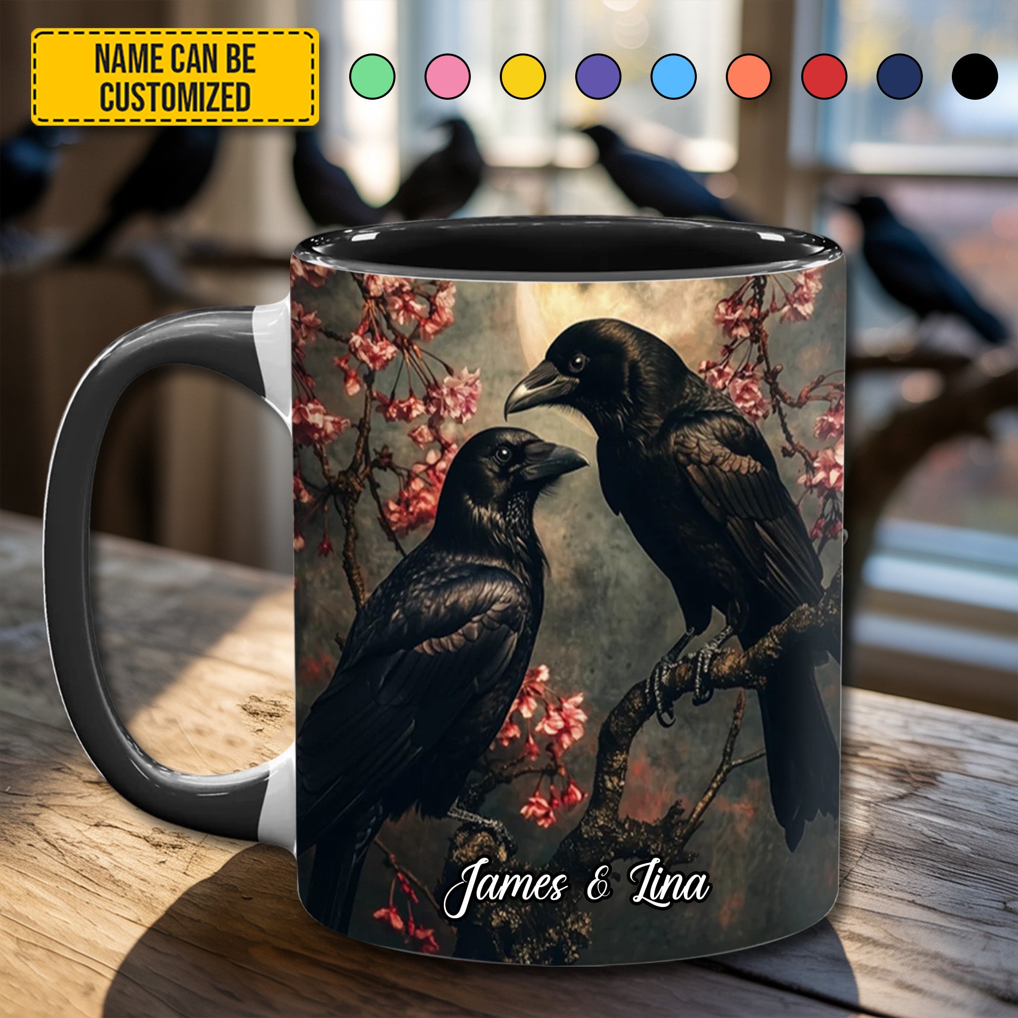 Personalized Raven Couple Accent Mug Gift For Girlfriends - Image 7