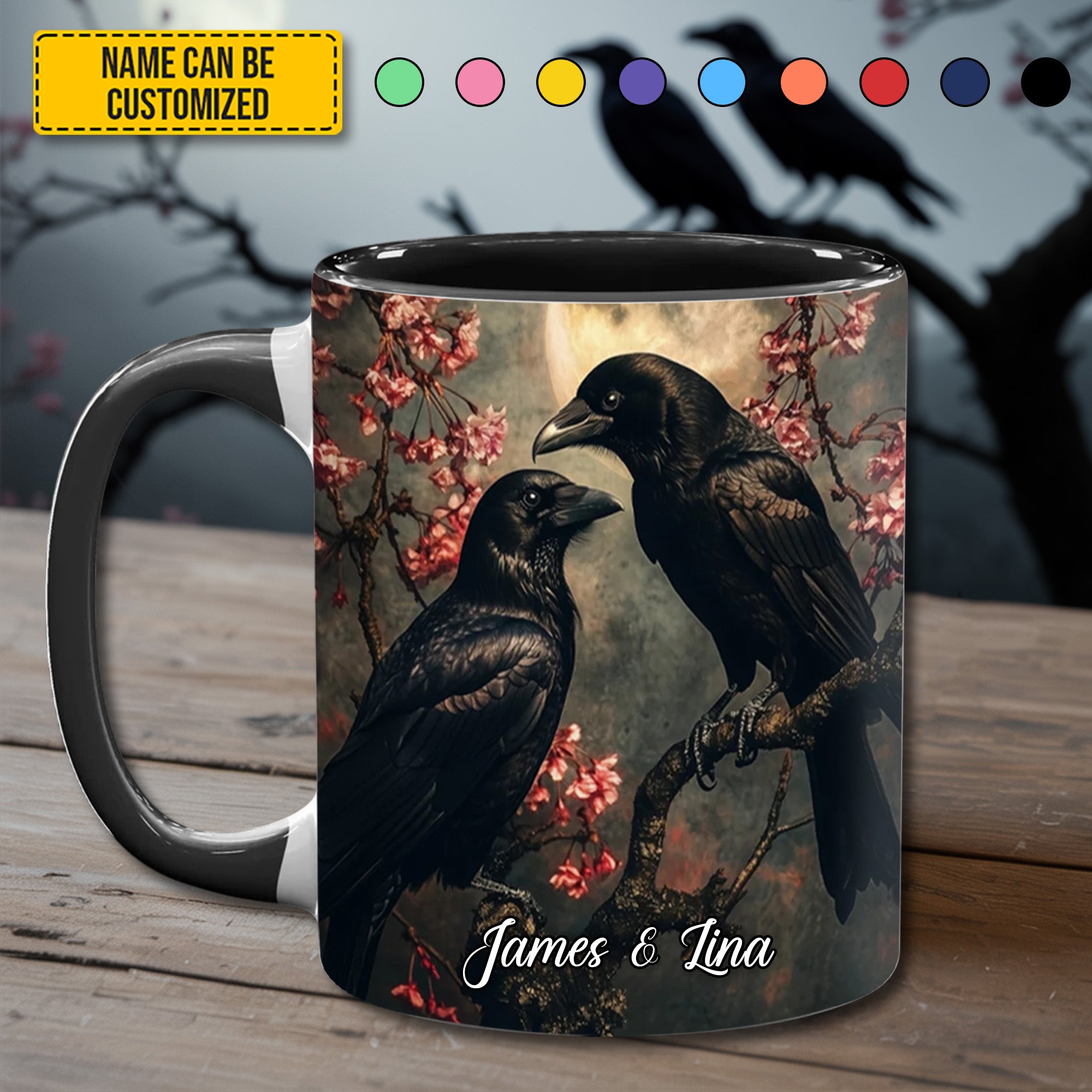 Personalized Raven Couple Accent Mug Gift For Girlfriends - Image 3