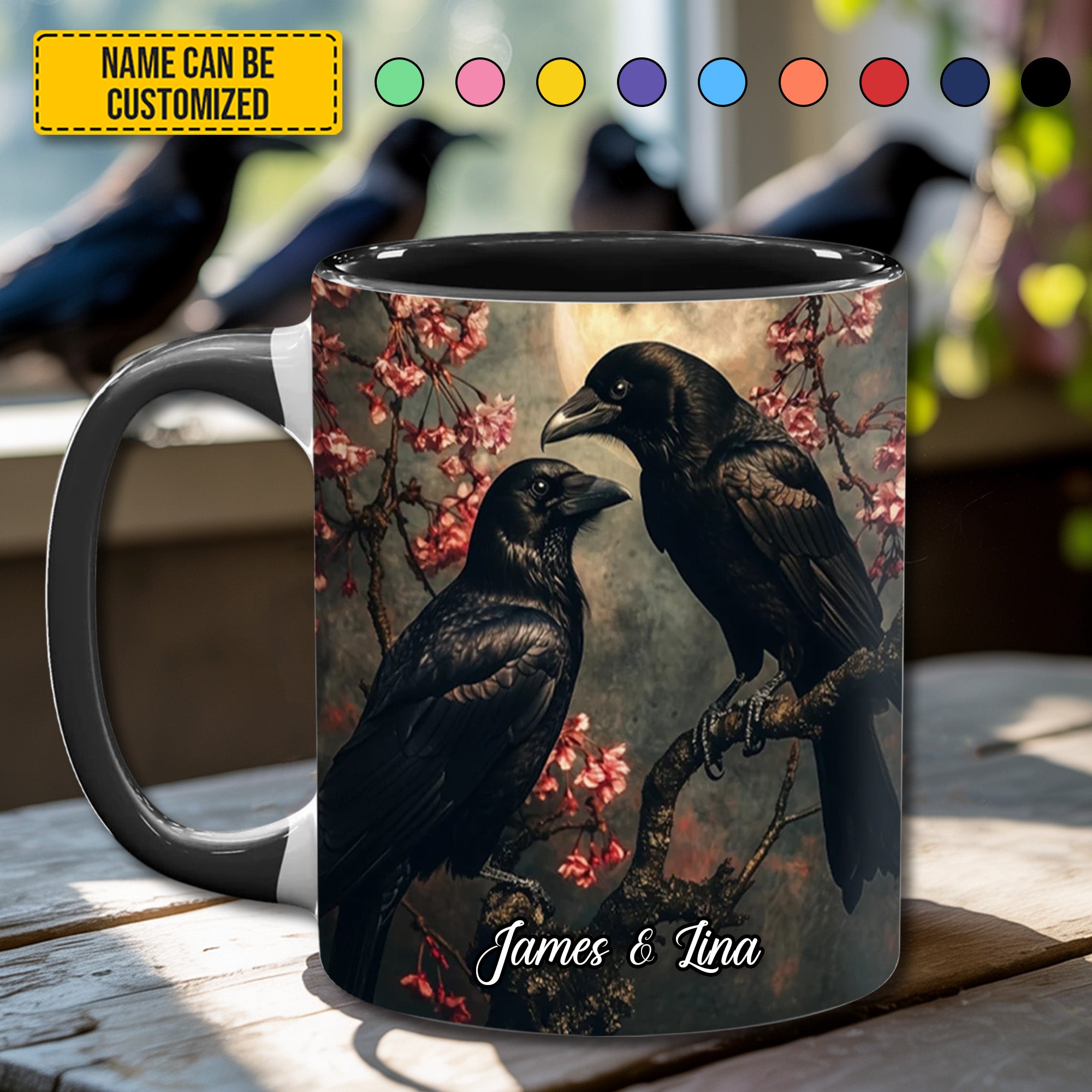 Personalized Raven Couple Accent Mug Gift For Girlfriends - Image 8