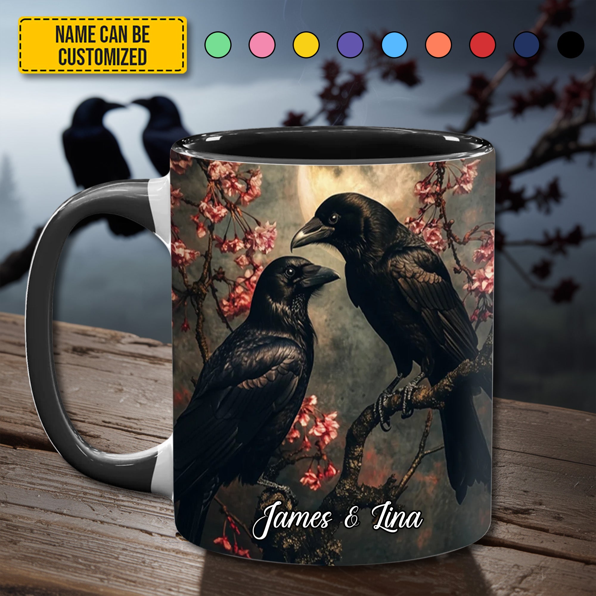 Personalized Raven Couple Accent Mug Gift For Girlfriends