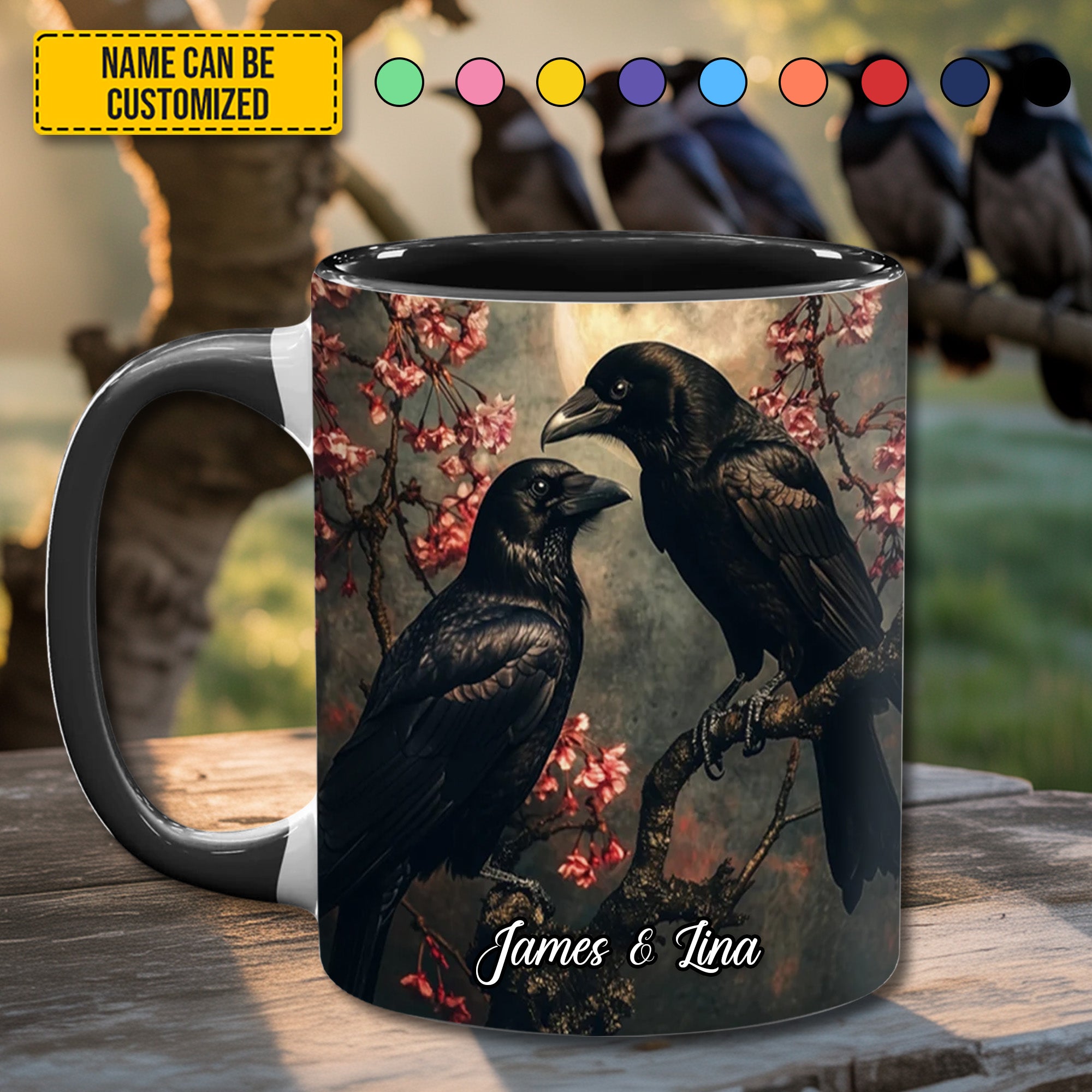 Personalized Raven Couple Accent Mug Gift For Girlfriends - Image 6