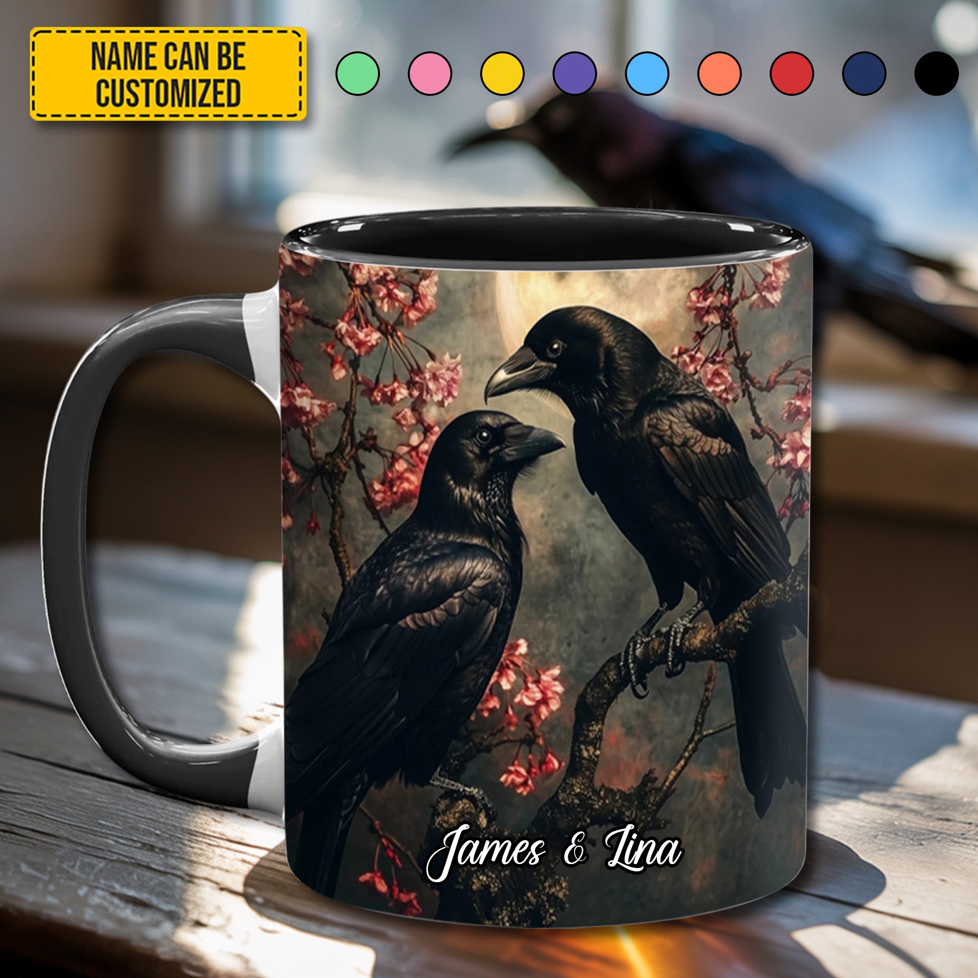 Personalized Raven Couple Accent Mug Gift For Girlfriends - Image 5