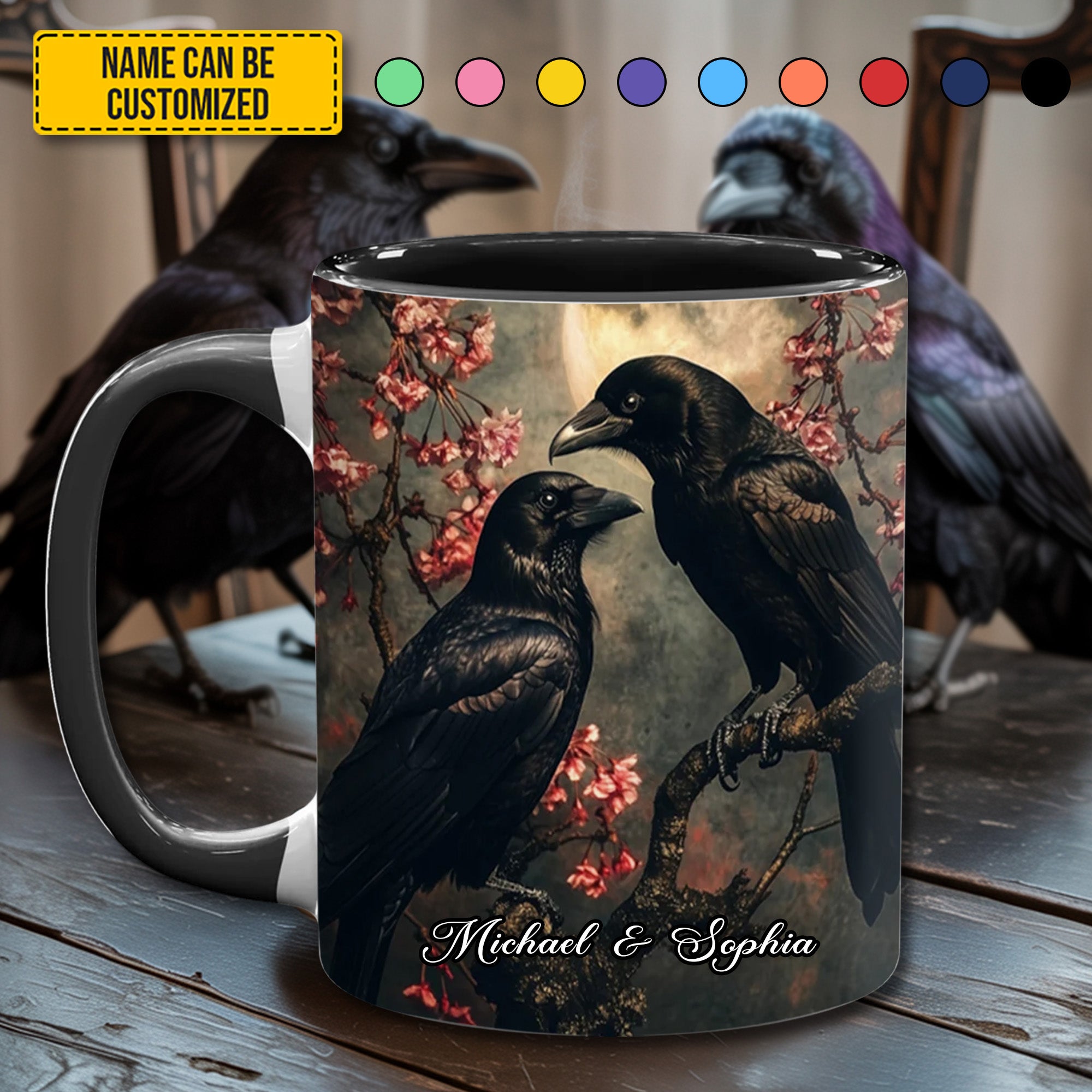 Personalized Raven Couple Accent Mug Gift For Girlfriends - Image 4