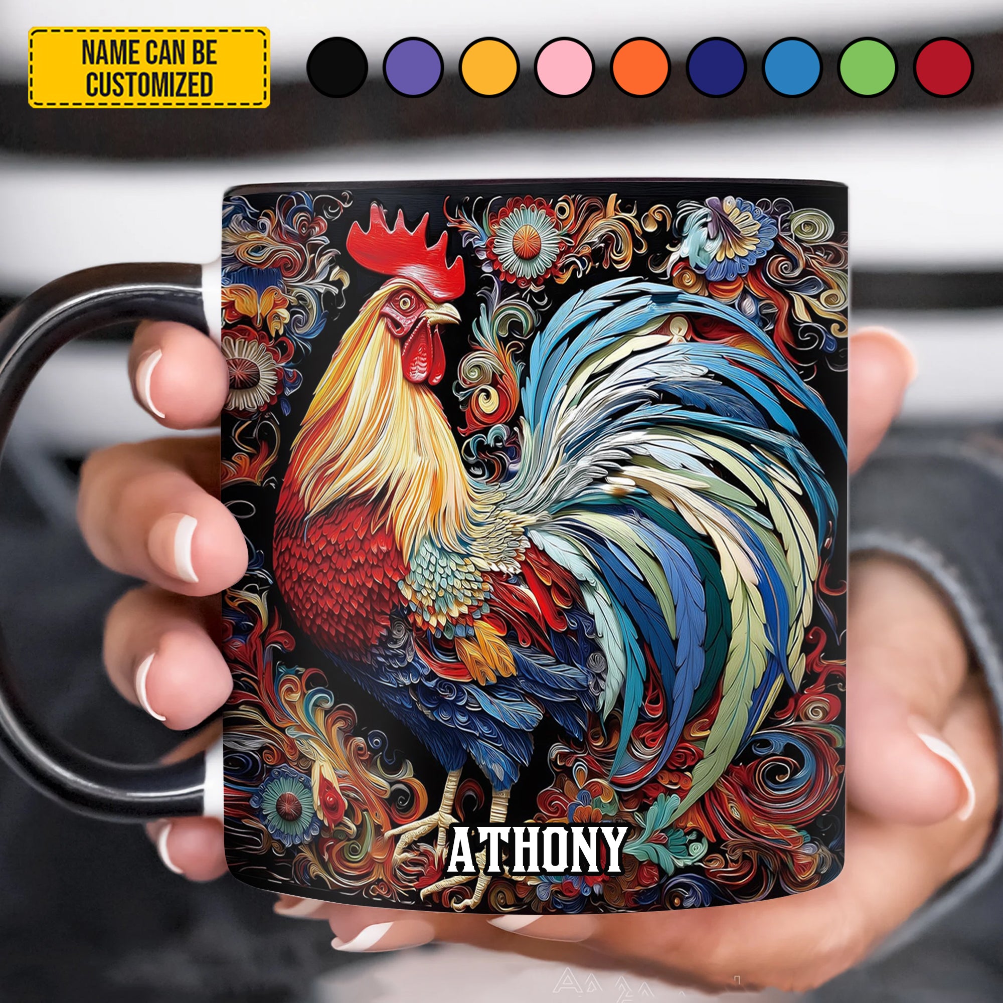 Personalized Rooster Accent Mug Gifts For People Who Raise Chickens - Image 4