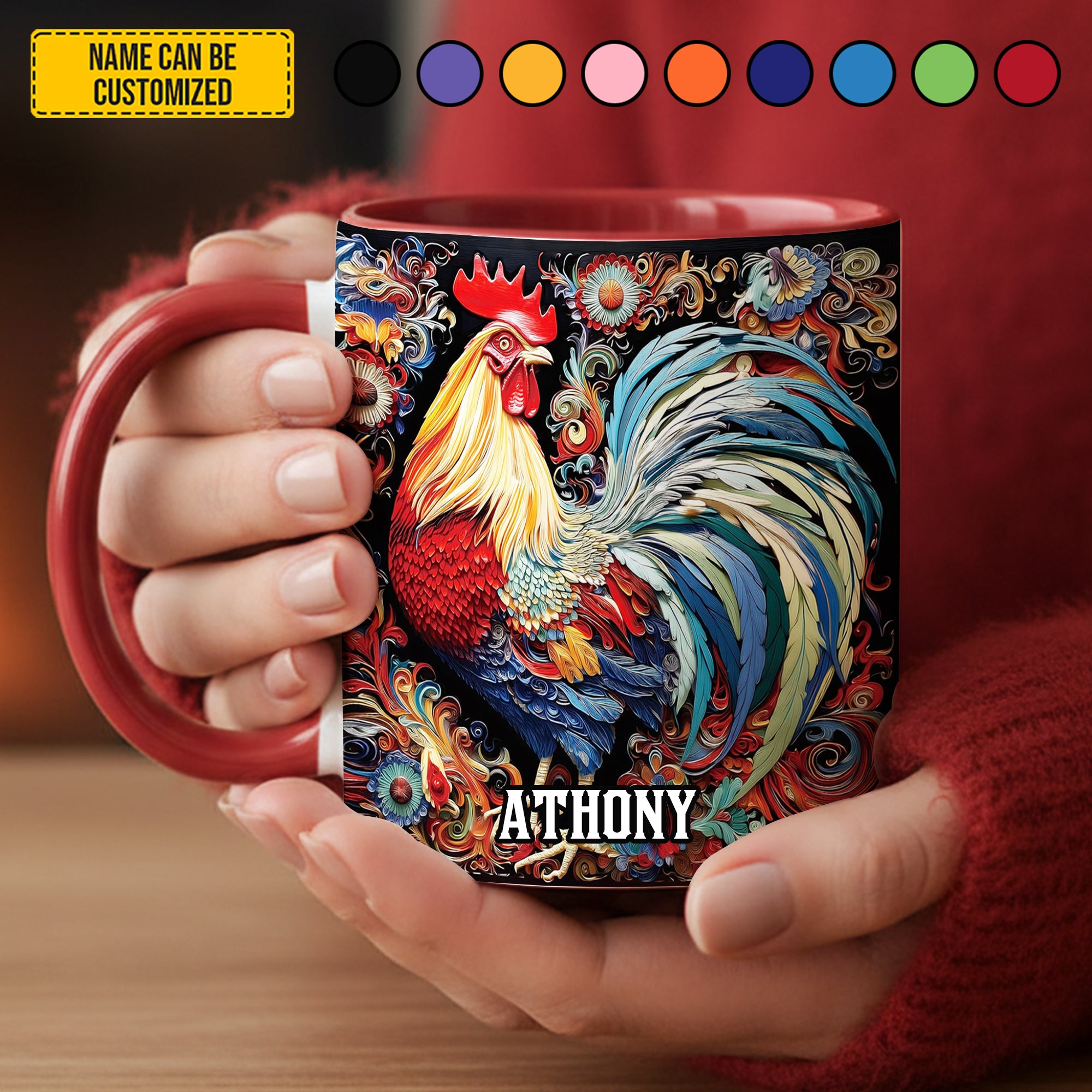 Personalized Rooster Accent Mug Gifts For People Who Raise Chickens - Image 2