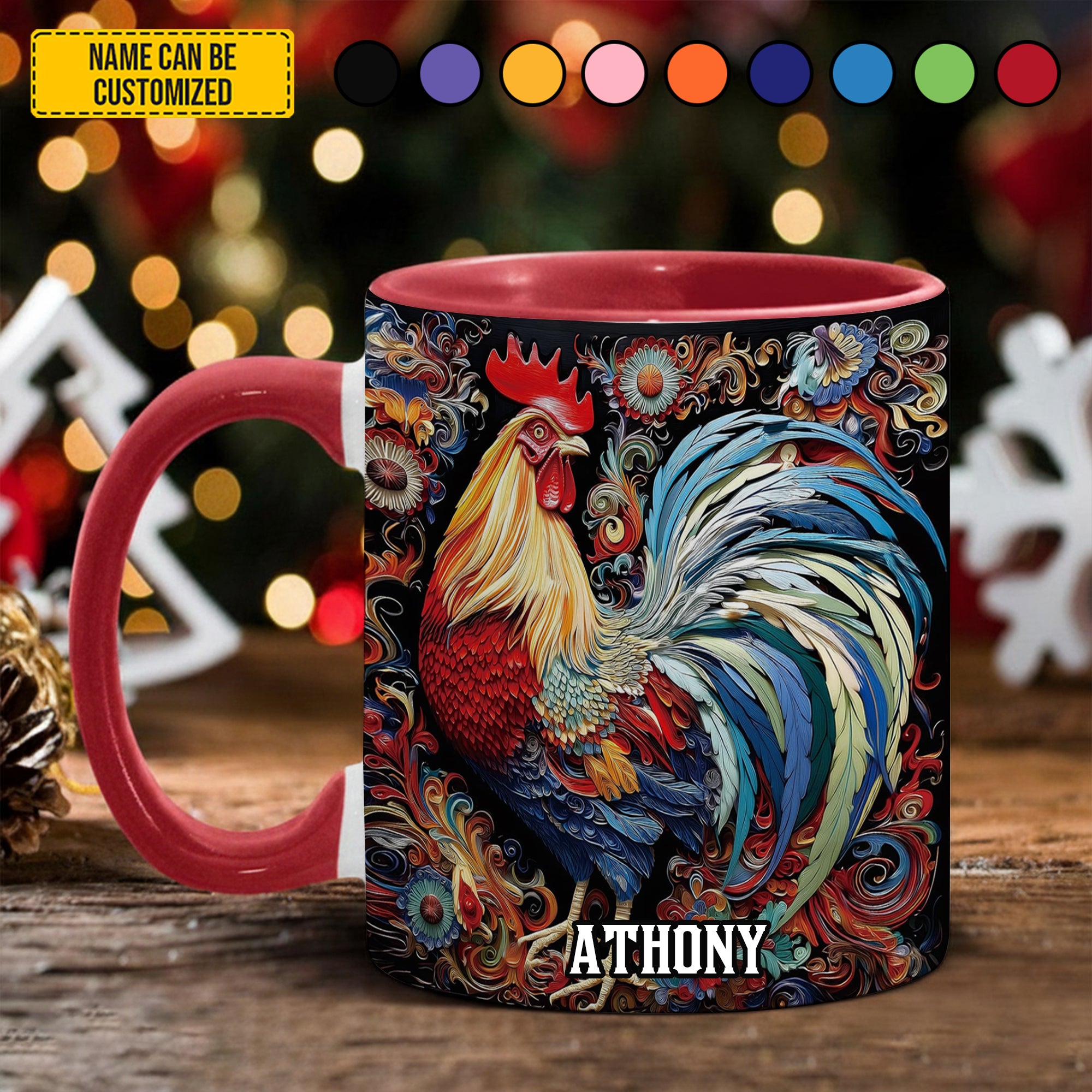 Personalized Rooster Accent Mug Gifts For People Who Raise Chickens - Image 3