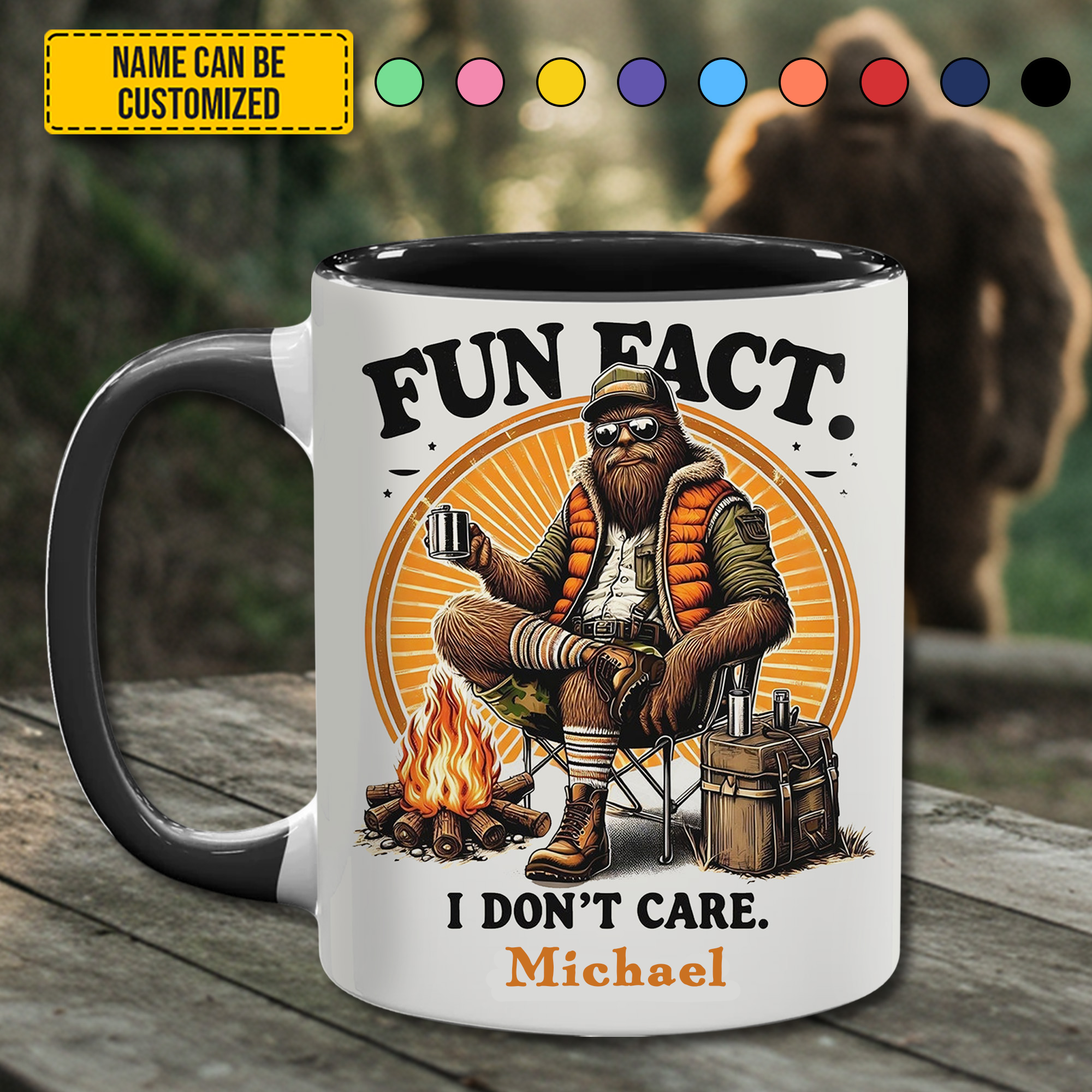 Personalized Sasquatch Accent Mug Chill & Don't Care Unique Sasquatch Gifts - Image 3