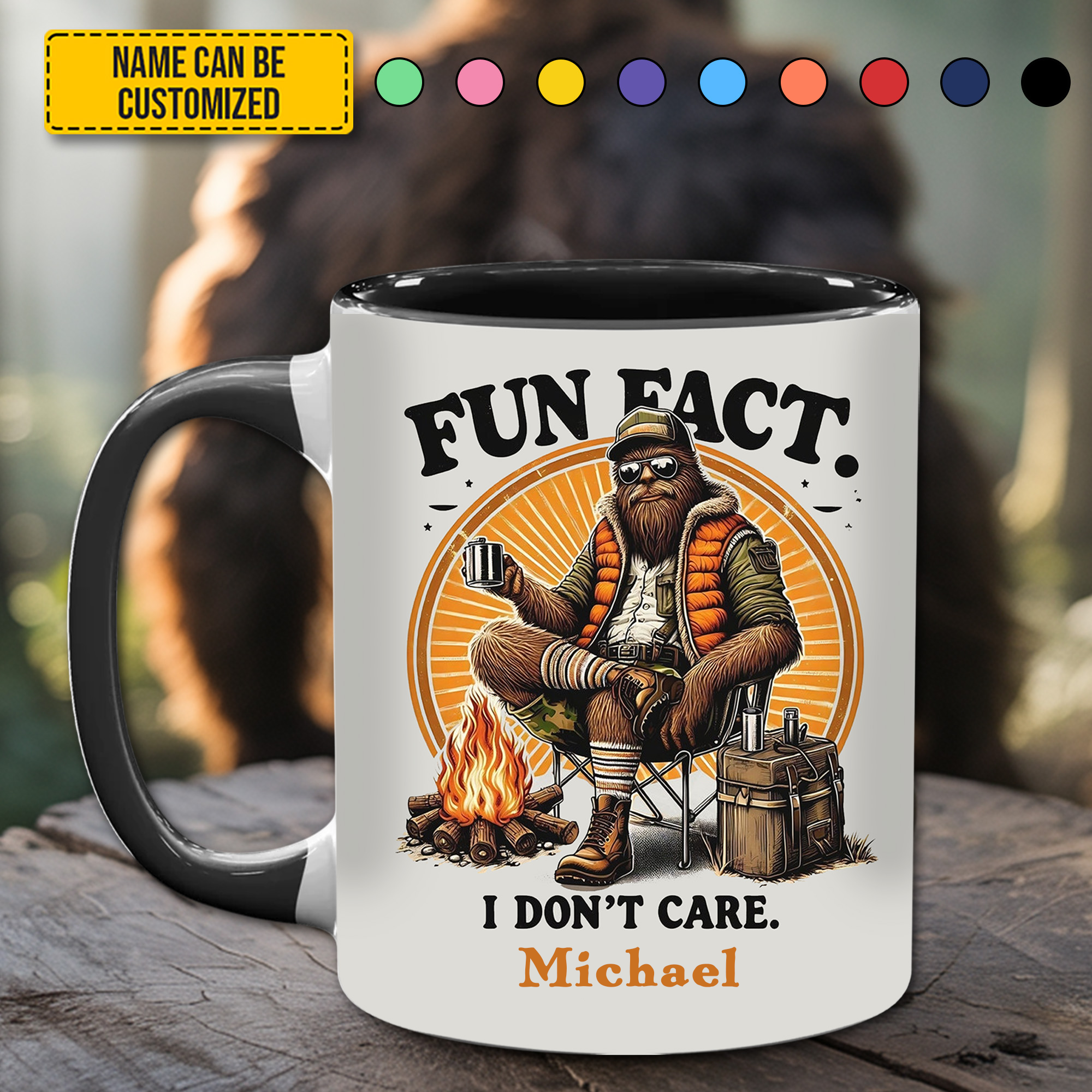 Personalized Sasquatch Accent Mug Chill & Don't Care Unique Sasquatch Gifts - Image 2