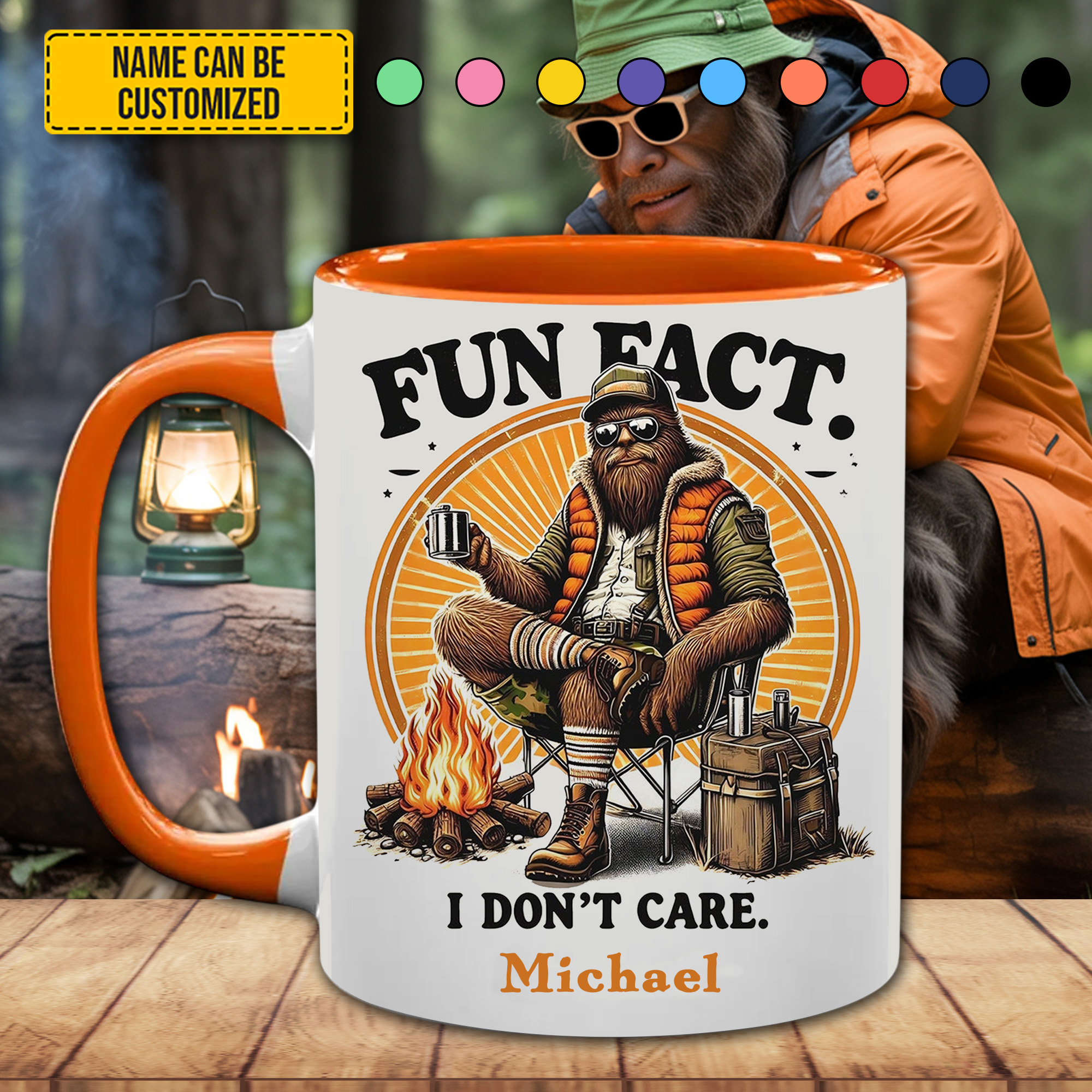 Personalized Sasquatch Accent Mug Chill & Don't Care Unique Sasquatch Gifts