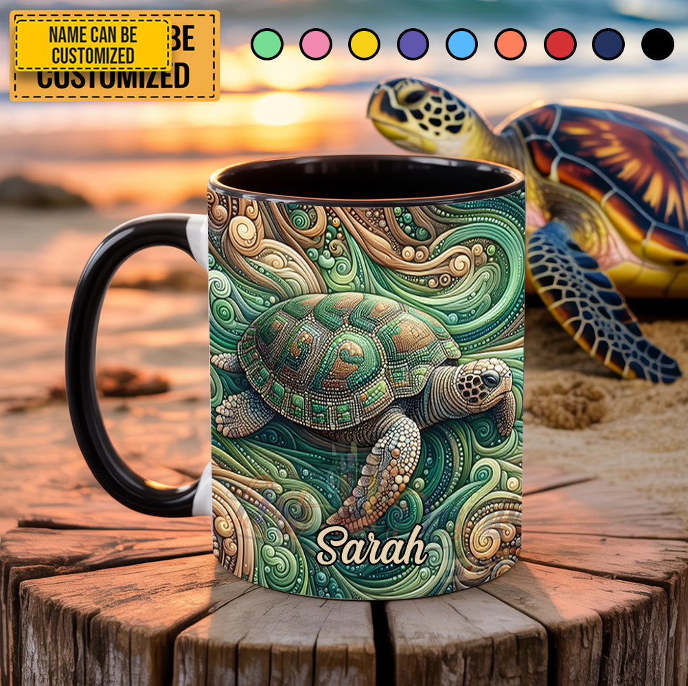 Personalized Sea Turtle Accent Mug Sea Turtle Gifts For Mom - Image 4