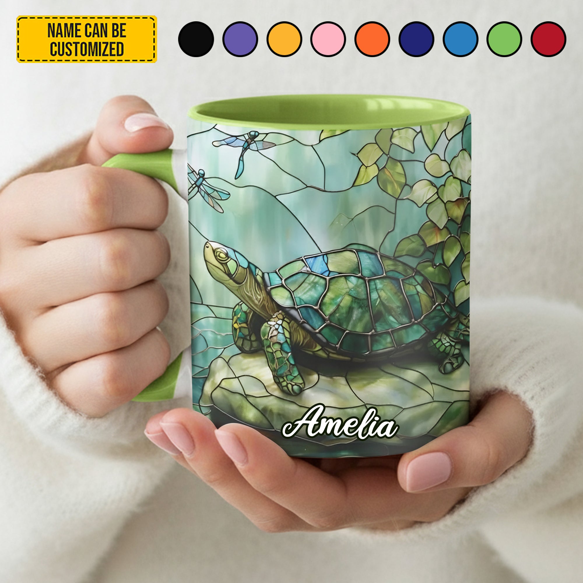 Personalized Sea Turtle Stained Glass Accent Mug Gifts That Help Sea Turtles - Image 4