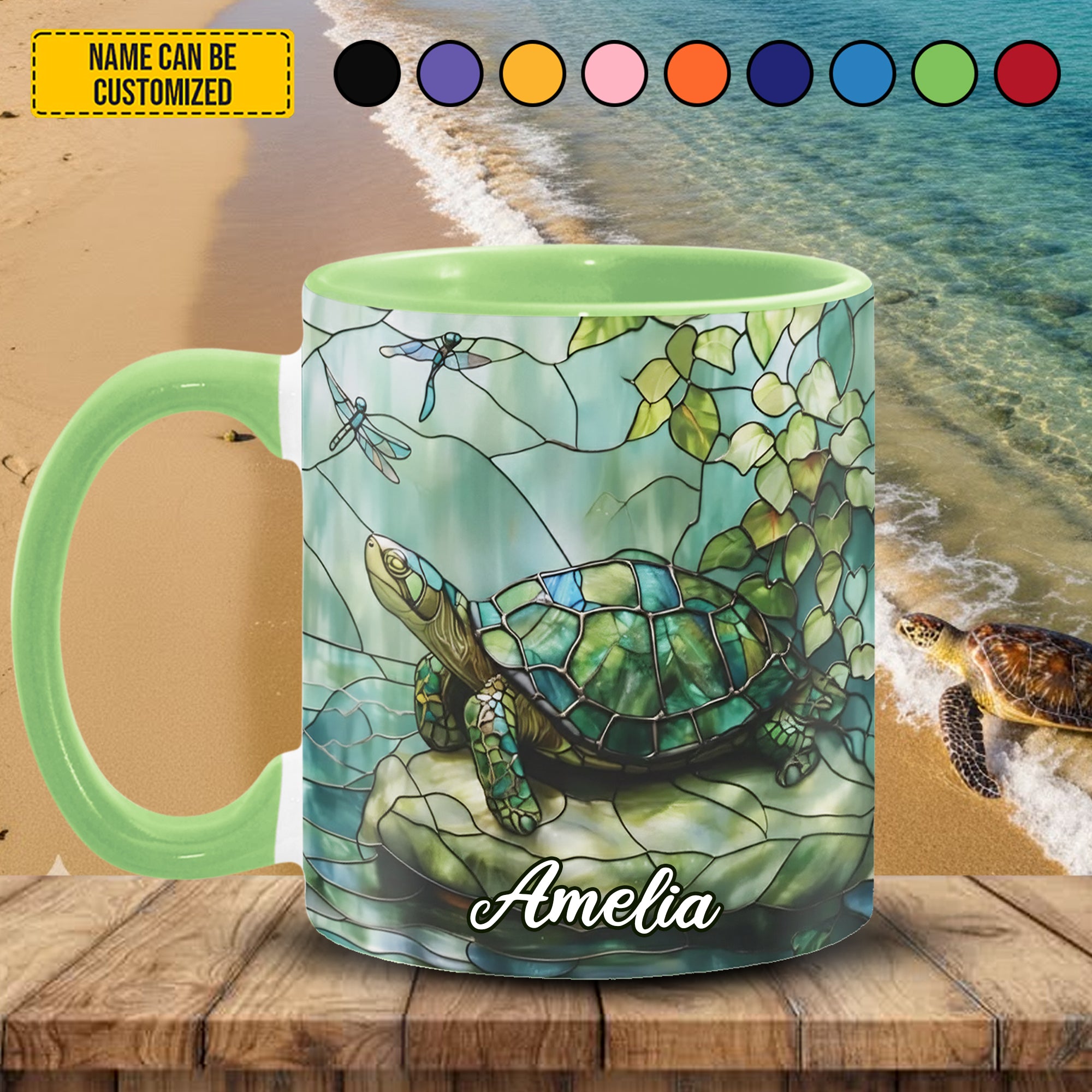 Personalized Sea Turtle Stained Glass Accent Mug Gifts That Help Sea Turtles