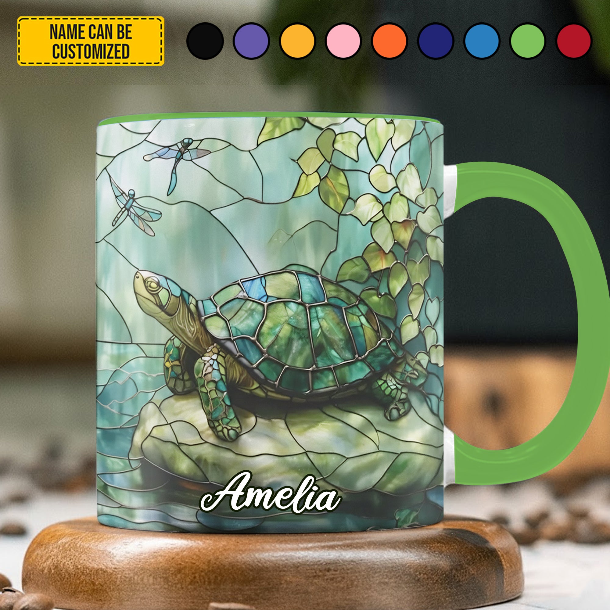 Personalized Sea Turtle Stained Glass Accent Mug Gifts That Help Sea Turtles - Image 2