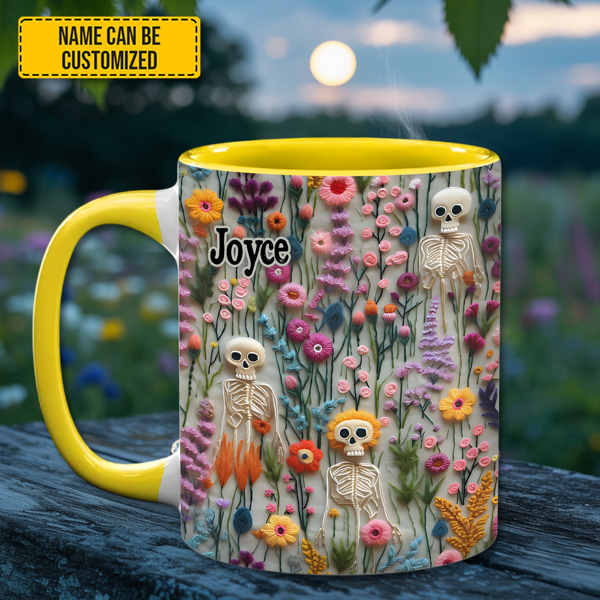 Personalized Skull Accent Mug Skeletons In Bloom Cool Skull Gifts For Him - Image 3