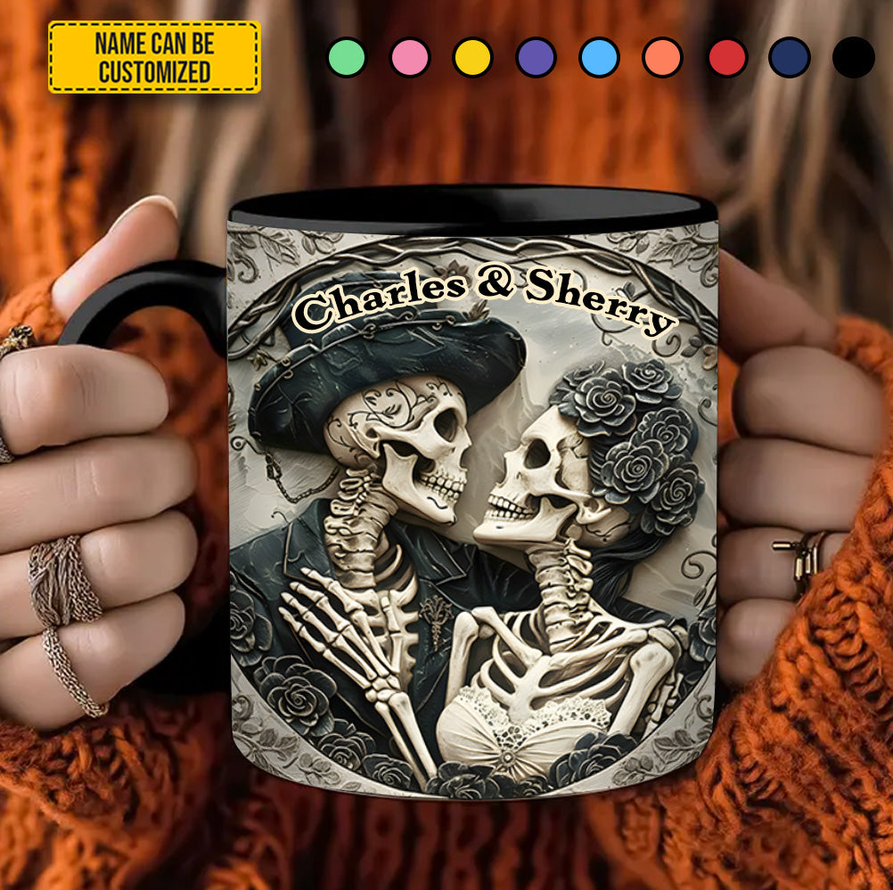 Personalized SKull Accent Mug Skull Couple Gifts With Skulls On Them - Image 4