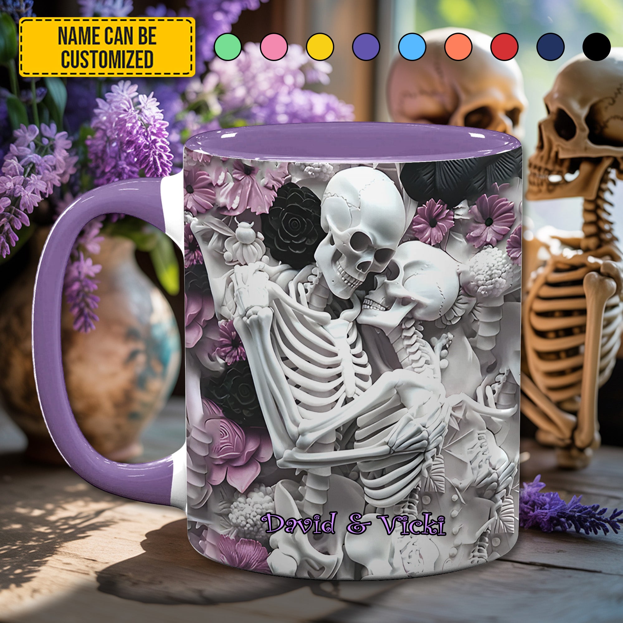 Personalized Skull Accent Mug Skull Couple Unique Skull Gifts For Him