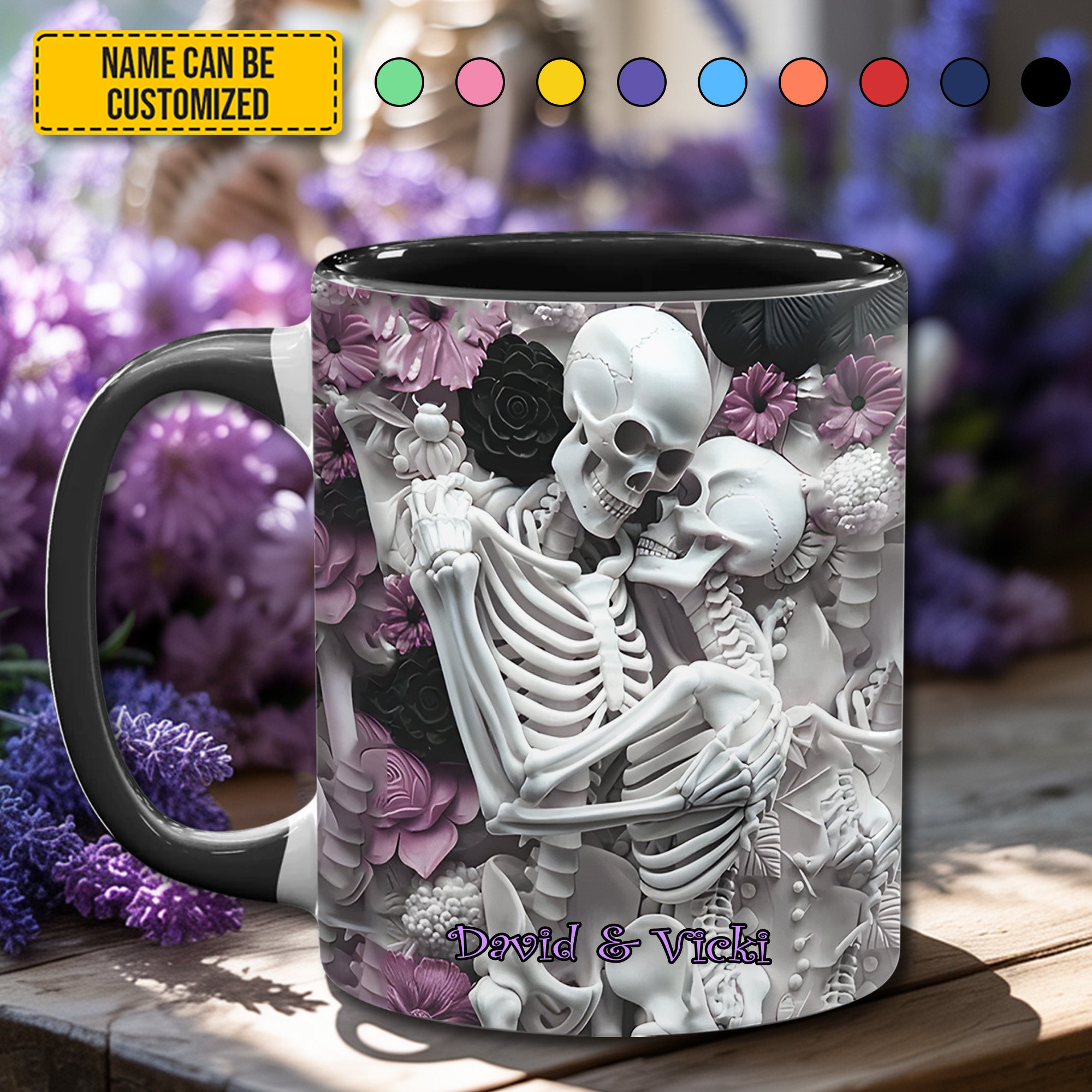 Personalized Skull Accent Mug Skull Couple Unique Skull Gifts For Him - Image 2
