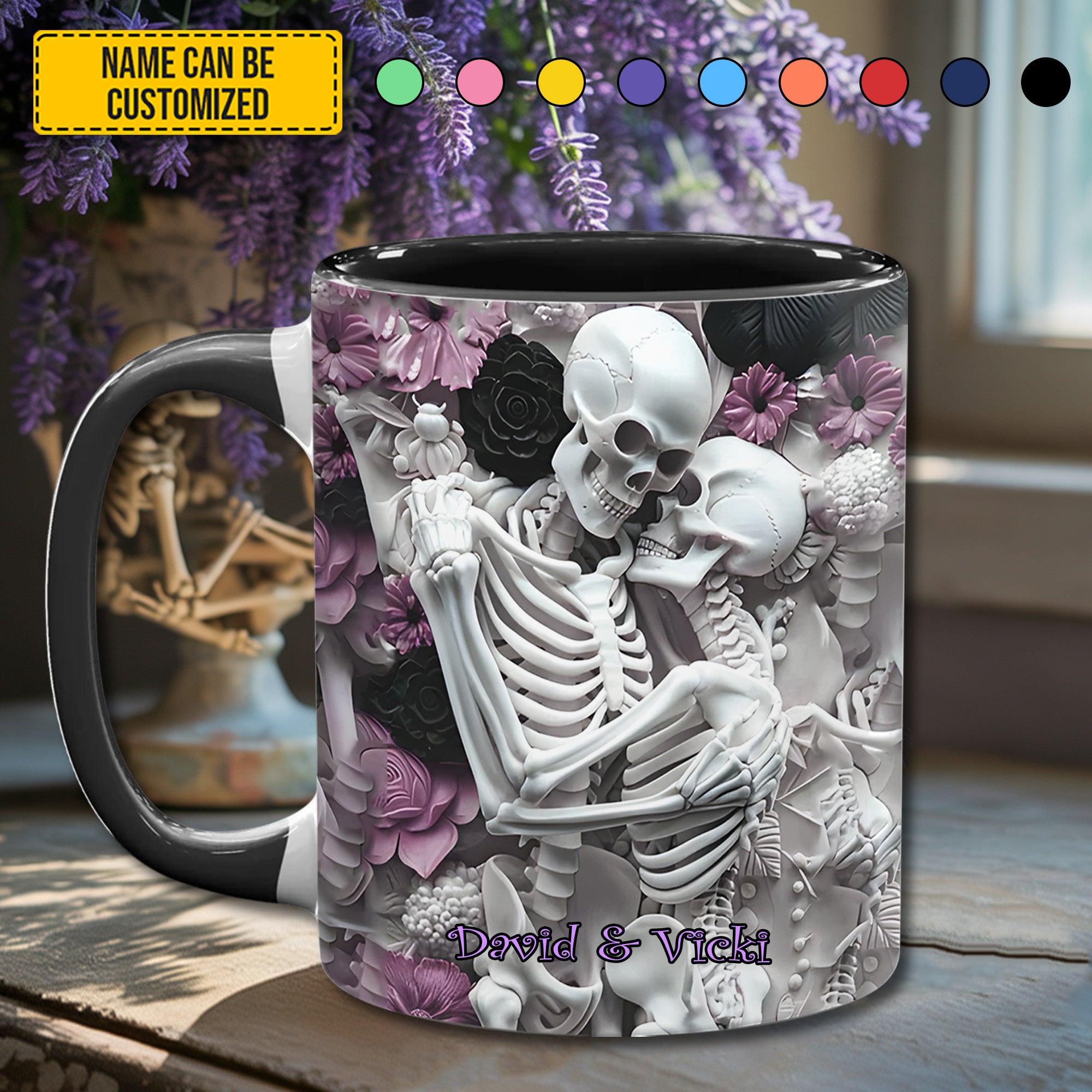 Personalized Skull Accent Mug Skull Couple Unique Skull Gifts For Him - Image 4