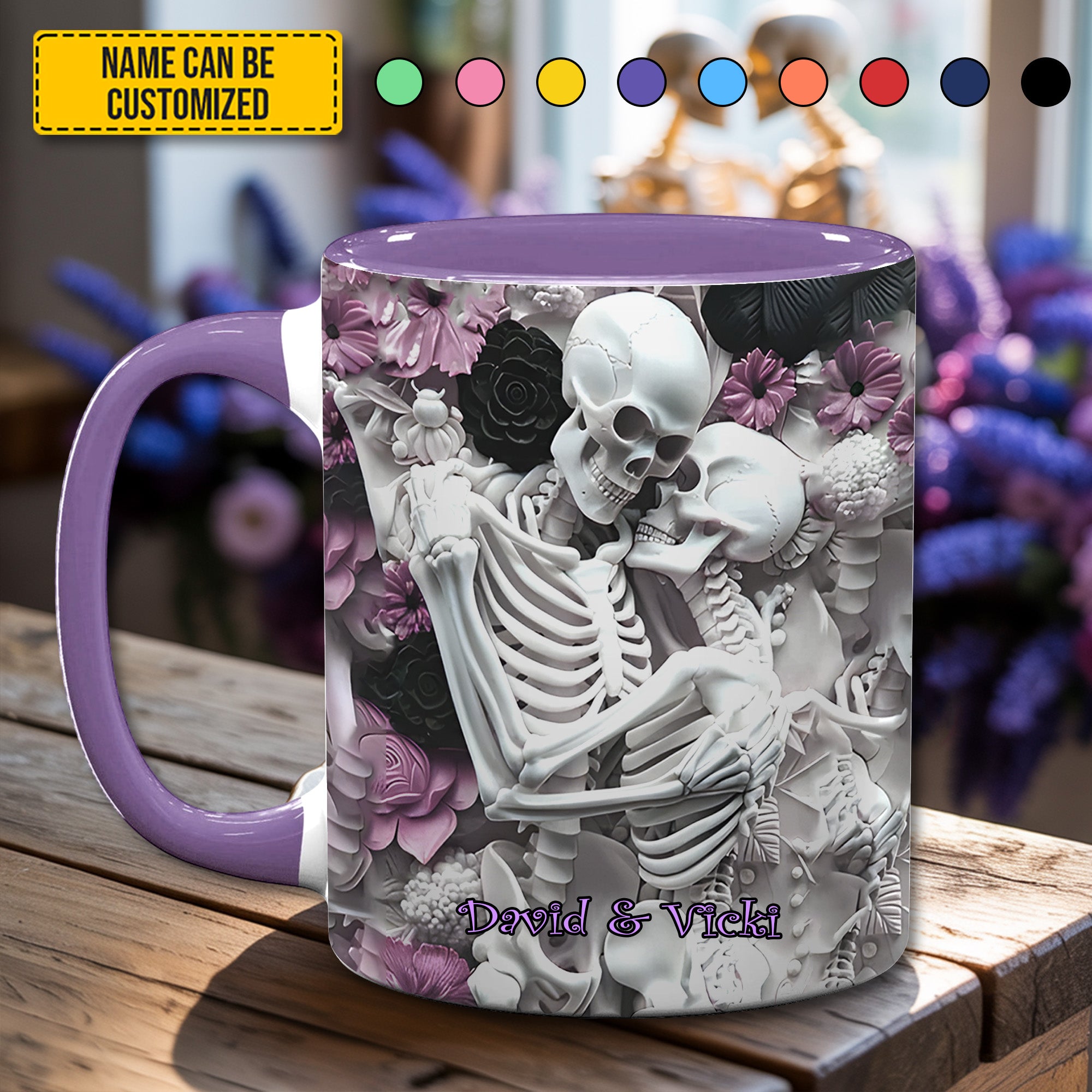 Personalized Skull Accent Mug Skull Couple Unique Skull Gifts For Him - Image 3