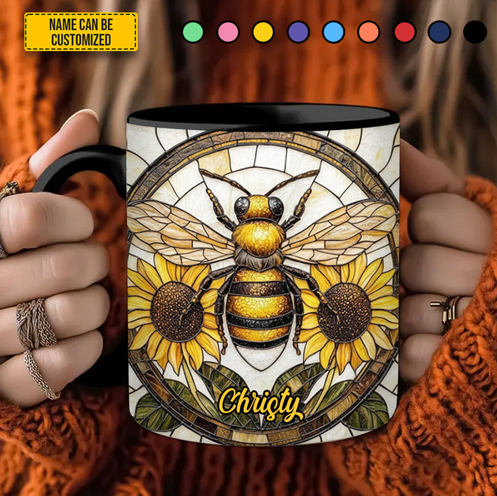 Personalized Stained Glass Bee Accent Mug Present Ideas For Bee Lovers - Image 5